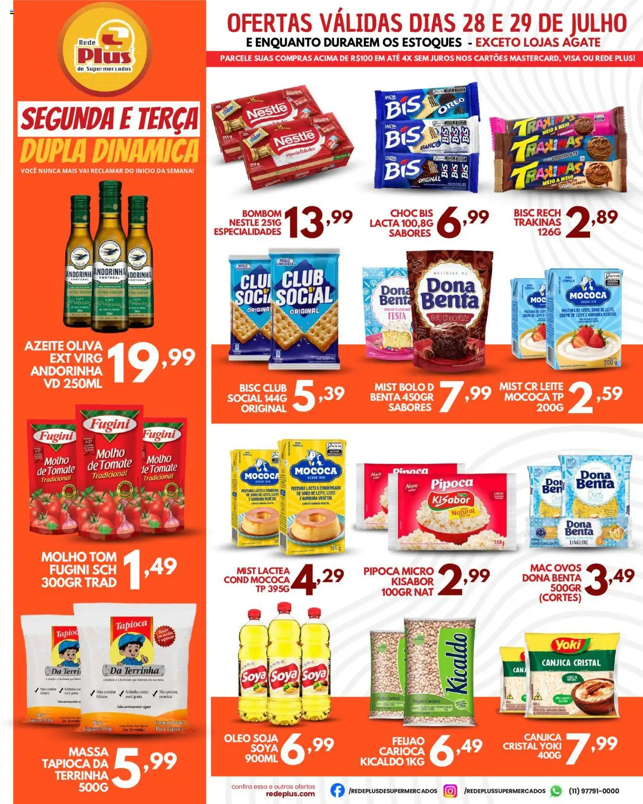 Rede Plus Supermercados Folheto - válido de 28.07.2025 | Página: 3 | Produtos: Molho de tomate, Leite, Massa, Bombom