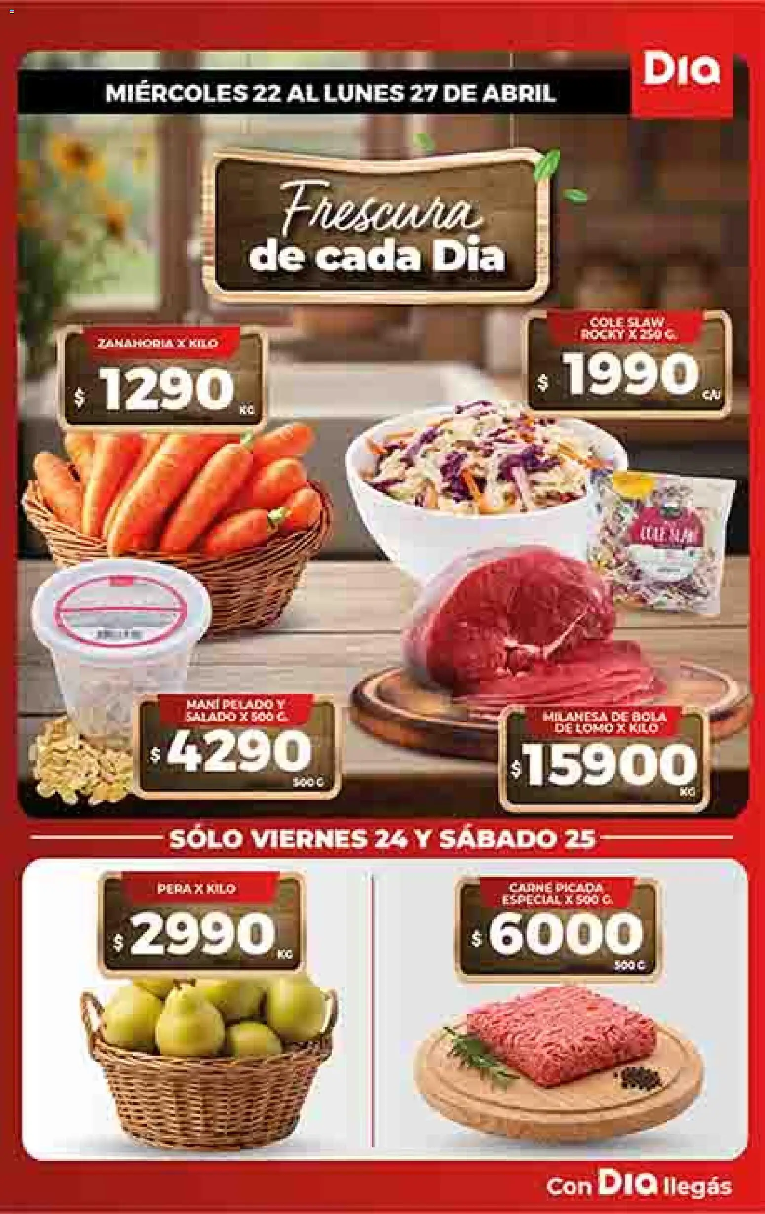Supermercado DIA Ofertas │ válido desde el 22.04.2026 | Página: 7 | Productos: Milanesa, Pera, Mani, Zanahoria