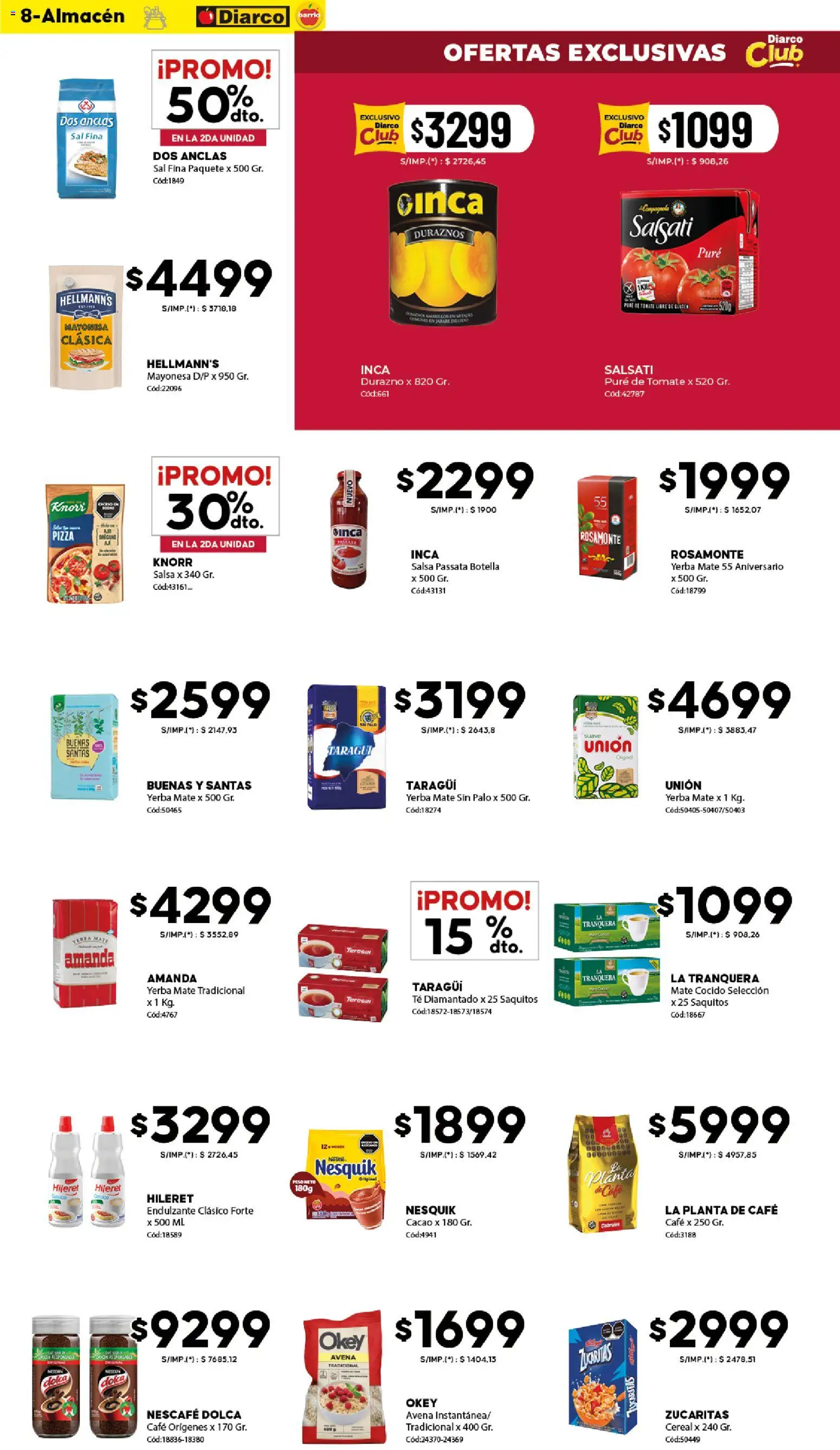 Diarco - Ofertas Diarco Barrio │ válido desde el 06.04.2026 | Página: 8 | Productos: Durazno, Tomate, Pizza, Té