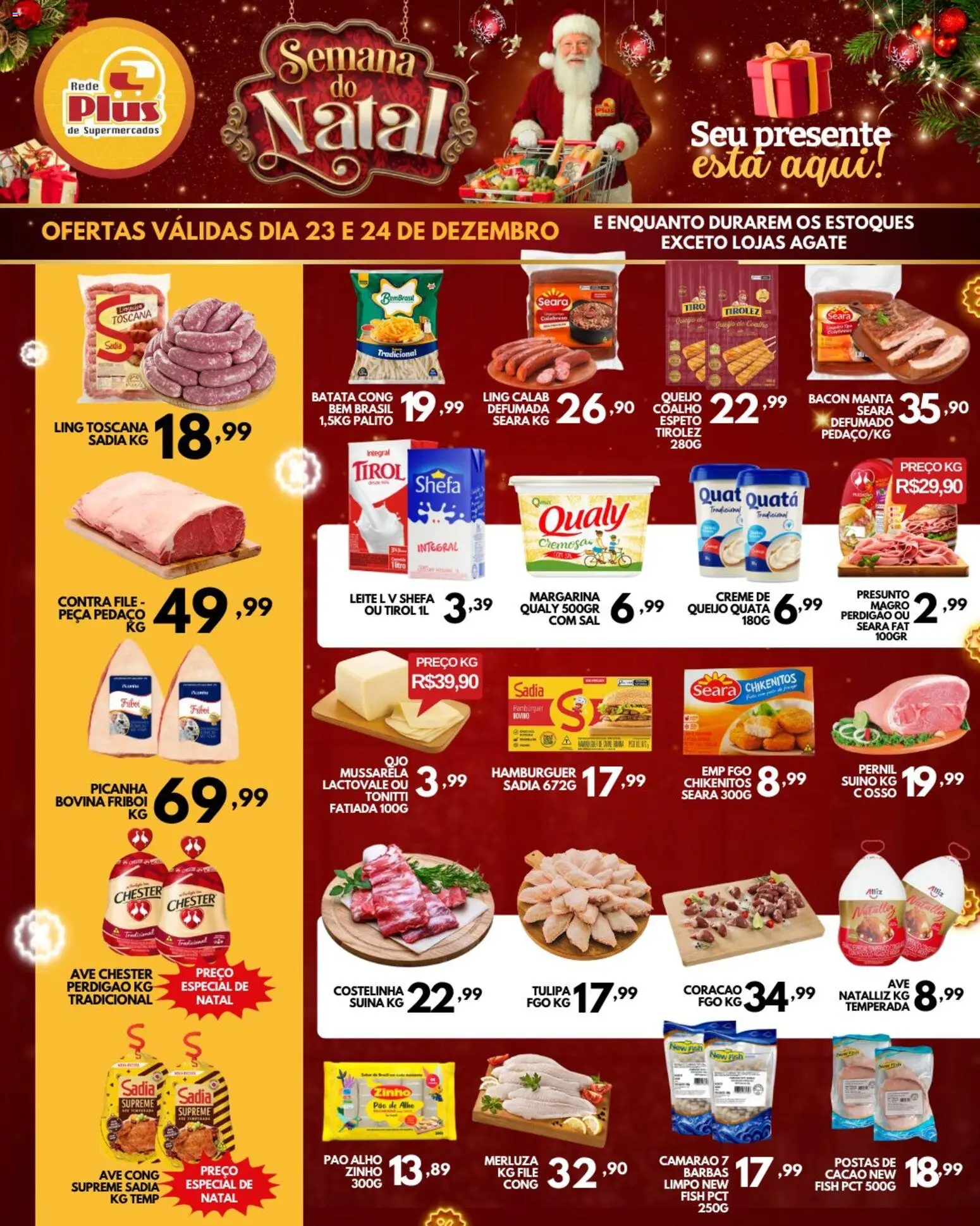 Rede Plus Supermercados Folheto - válido de 23.12.2025 | Página: 2 | Produtos: Pernil, Leite, Queijo, Margarina