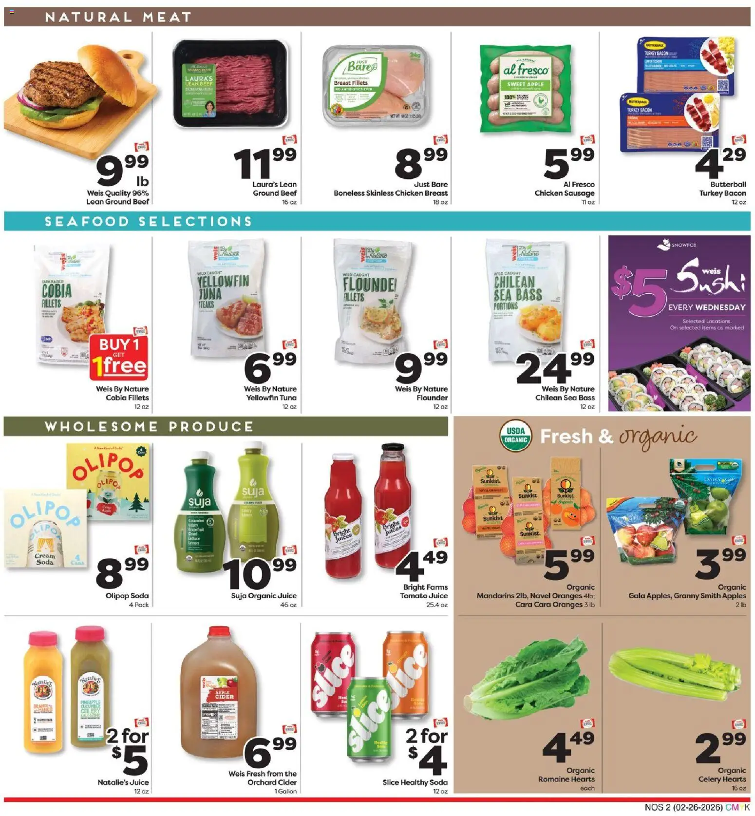 Weis Natural Living - valid from 26.02.2026 | Page: 2 | Products: Cider, Mandarins, Cream, Sausage