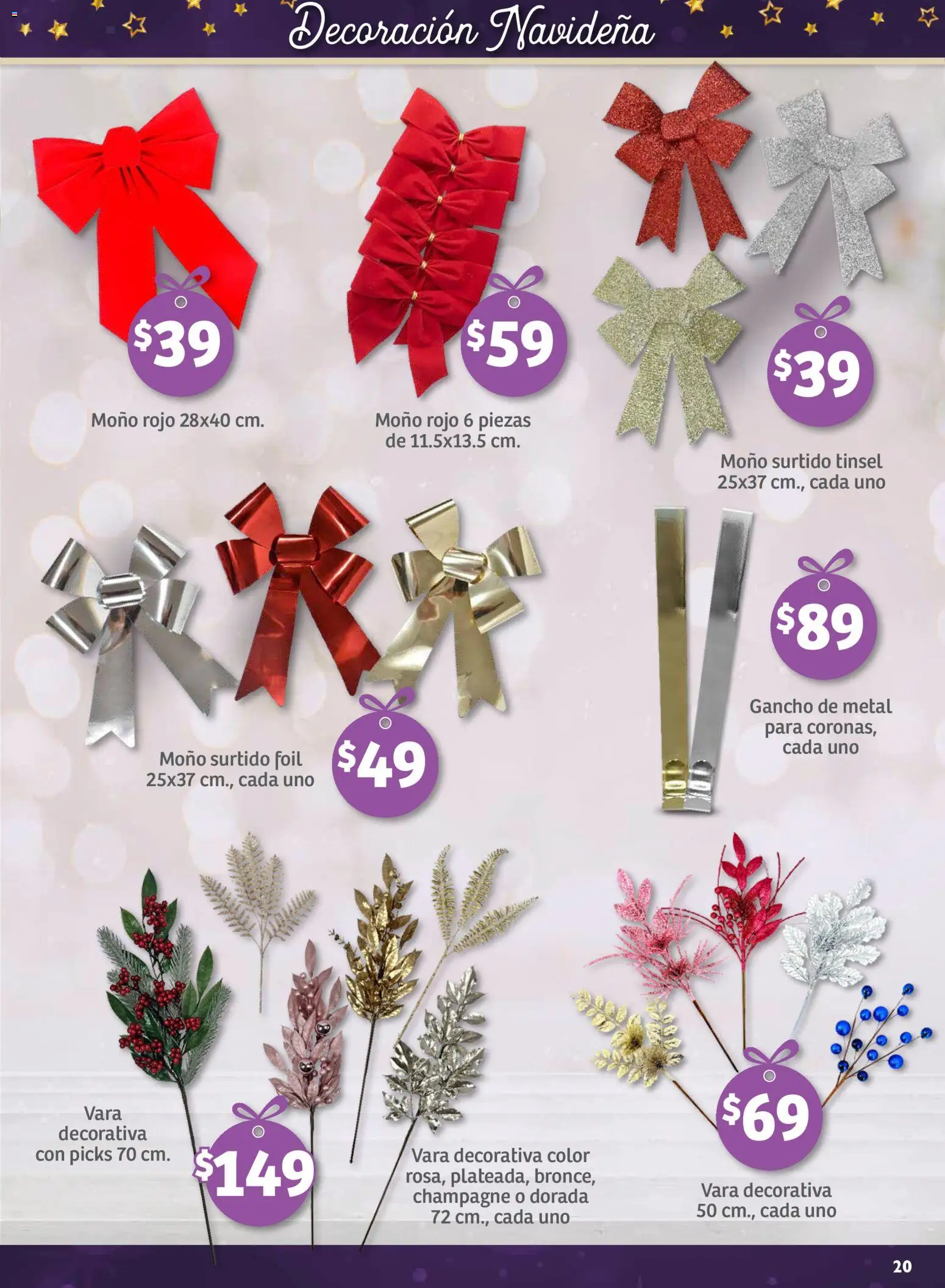 Nuevas ofertas de Soriana válidas en toda la República Mexicana desde el 25.09.2025. ¡Encuentra las mejores ofertas en Soriana - Decoración Navideña Mercado Nacional! | Página: 20 | Productos: Champagne, Moño