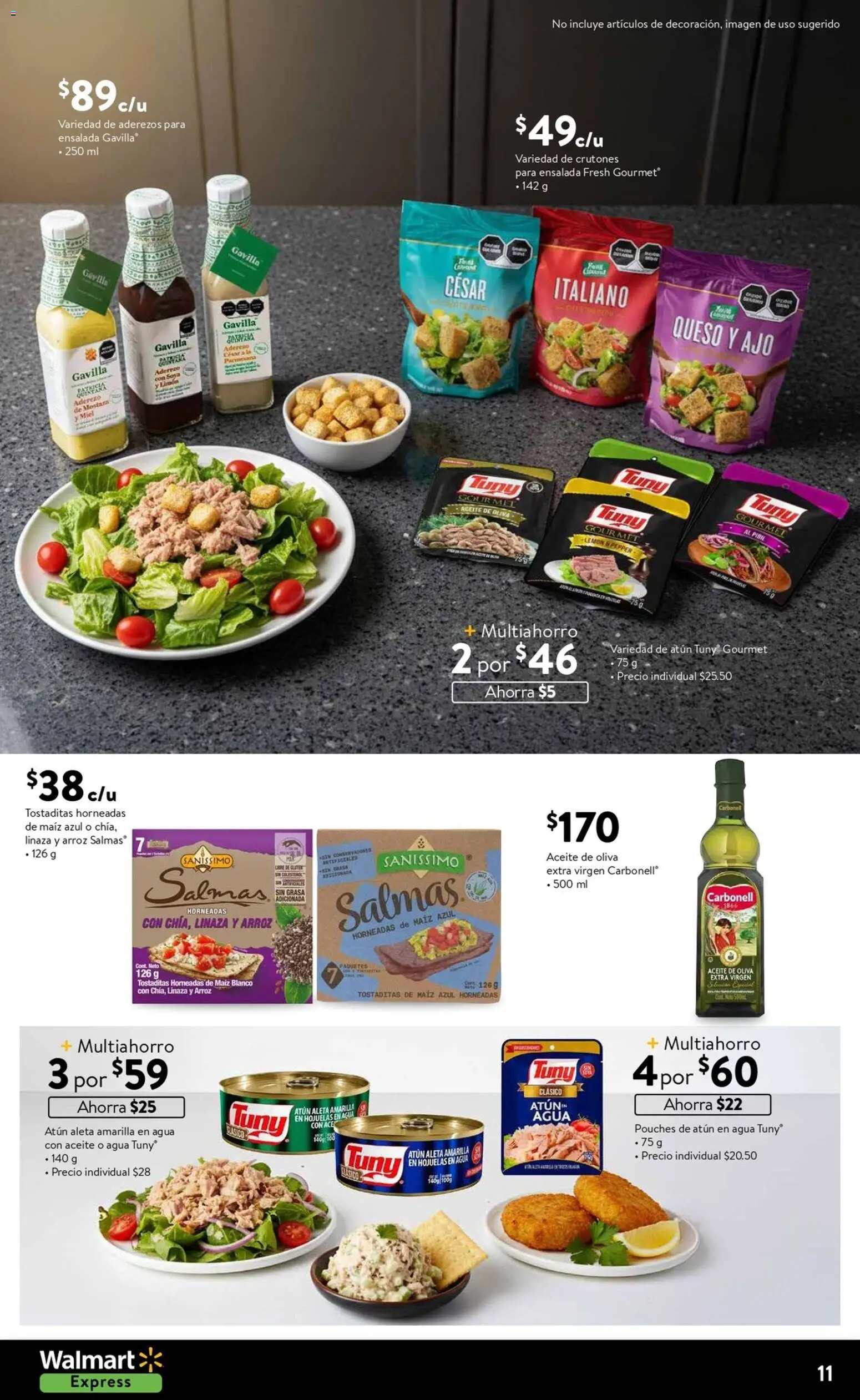 Nuevas ofertas de Walmart Express válidas en toda la República Mexicana desde el 01.01.2026. ¡Encuentra las mejores ofertas en Walmart Express folleto! | Página: 11 | Productos: Aceite de oliva, Aceite, Hojuelas, Ensalada