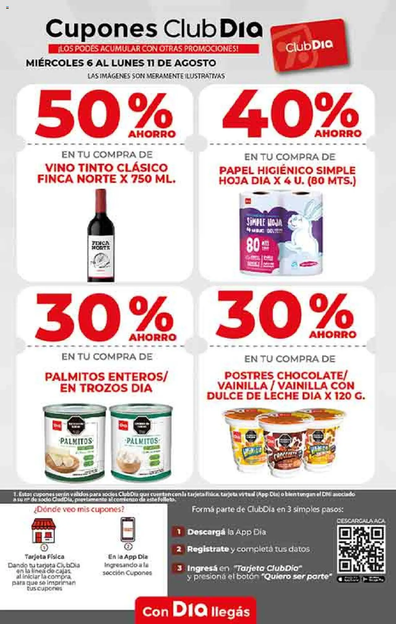 Supermercado DIA Ofertas - Salta y Jujuy │ válido desde el 06.08.2025 | Página: 6 | Productos: Dulce de leche, Leche, Palmitos, Vino