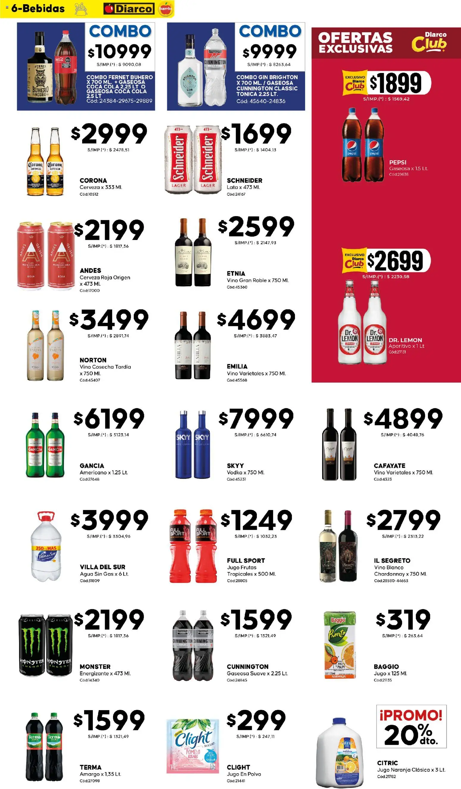 Diarco - Ofertas Diarco Barrio │ válido desde el 29.12.2025 | Página: 6 | Productos: Vodka, Fernet, Gaseosa, Vino