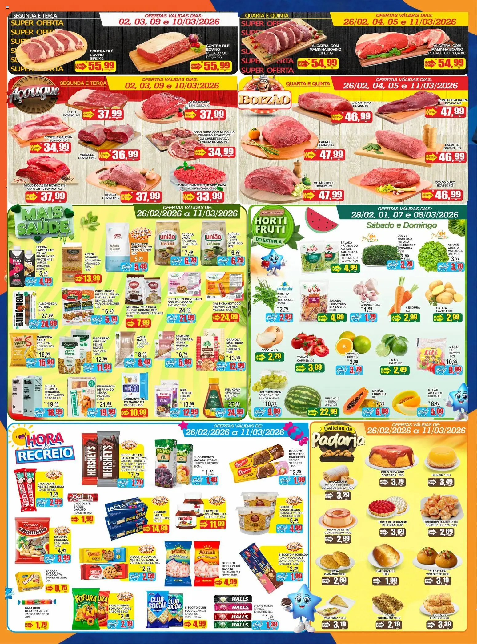 Estrela Azul Folheto - válido de 26.02.2026 | Página: 3 | Produtos: Linhaça, Biscoito, Cama, Alface