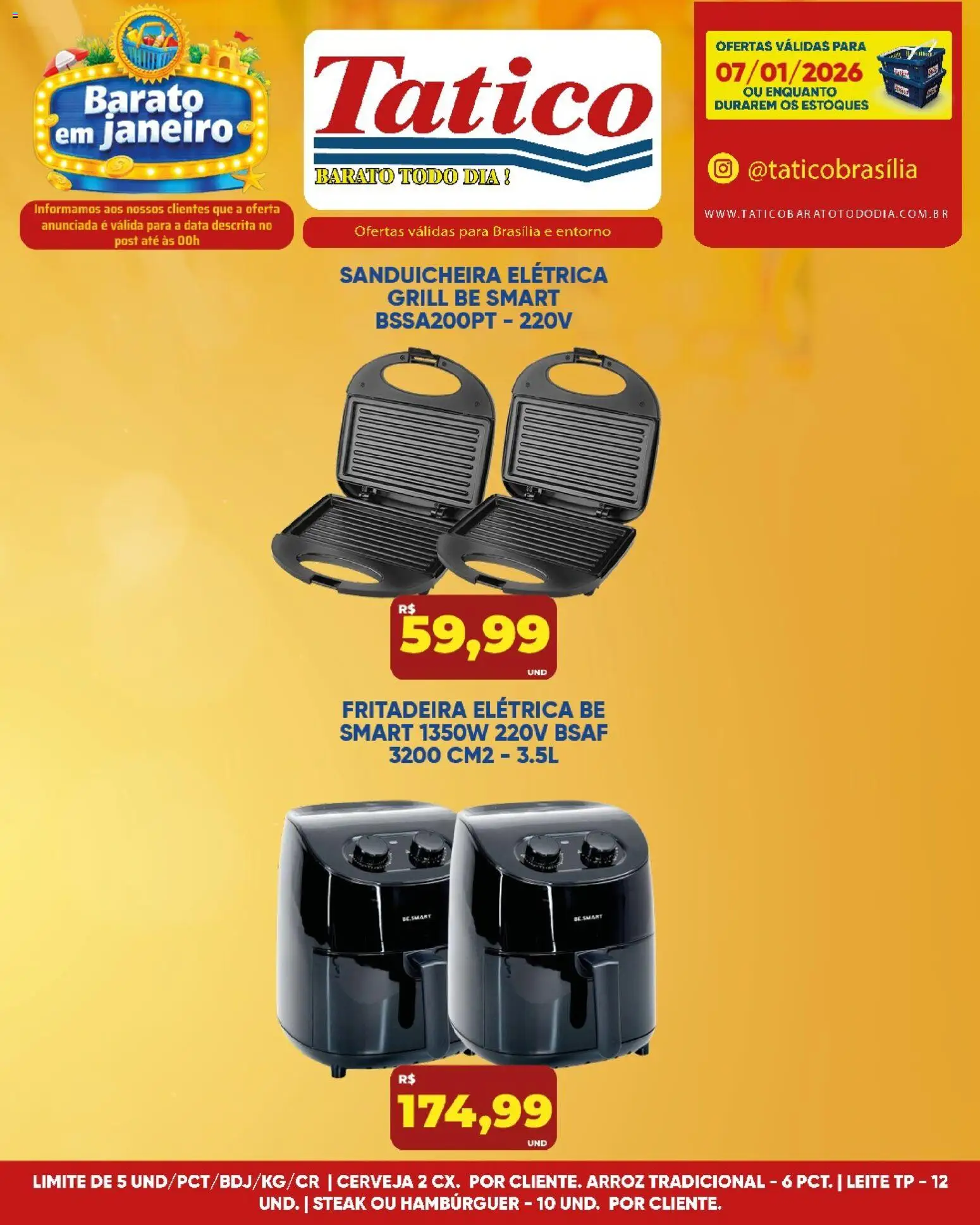 Tatico Folheto - válido de 08.01.2026 | Página: 33 | Produtos: Sanduicheira, Leite, Cerveja, Hambúrguer