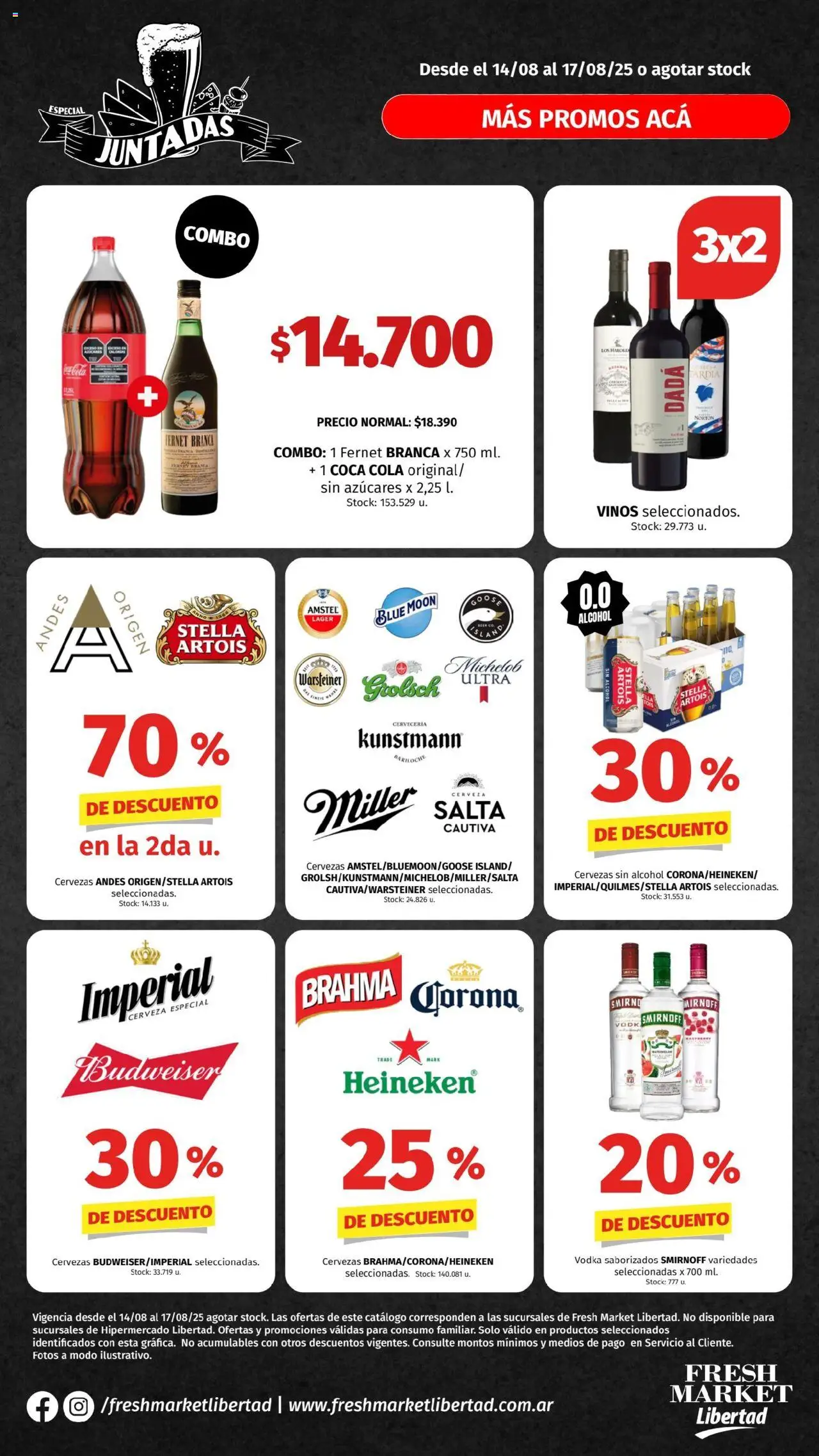 Hipermercado Libertad - Juntadas - DOT │ válido desde el 14.08.2025 | Página: 1 | Productos: Vodka, Fernet, Cerveza