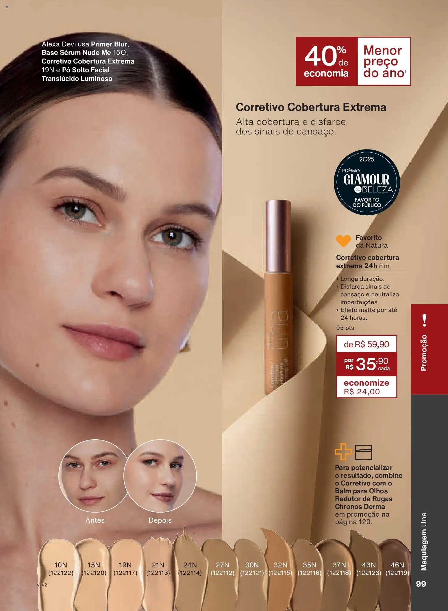 Natura Folheto - válido de 26.11.2025 | Página: 99 | Produtos: Maquiagem, Corretivo, Sérum, Primer