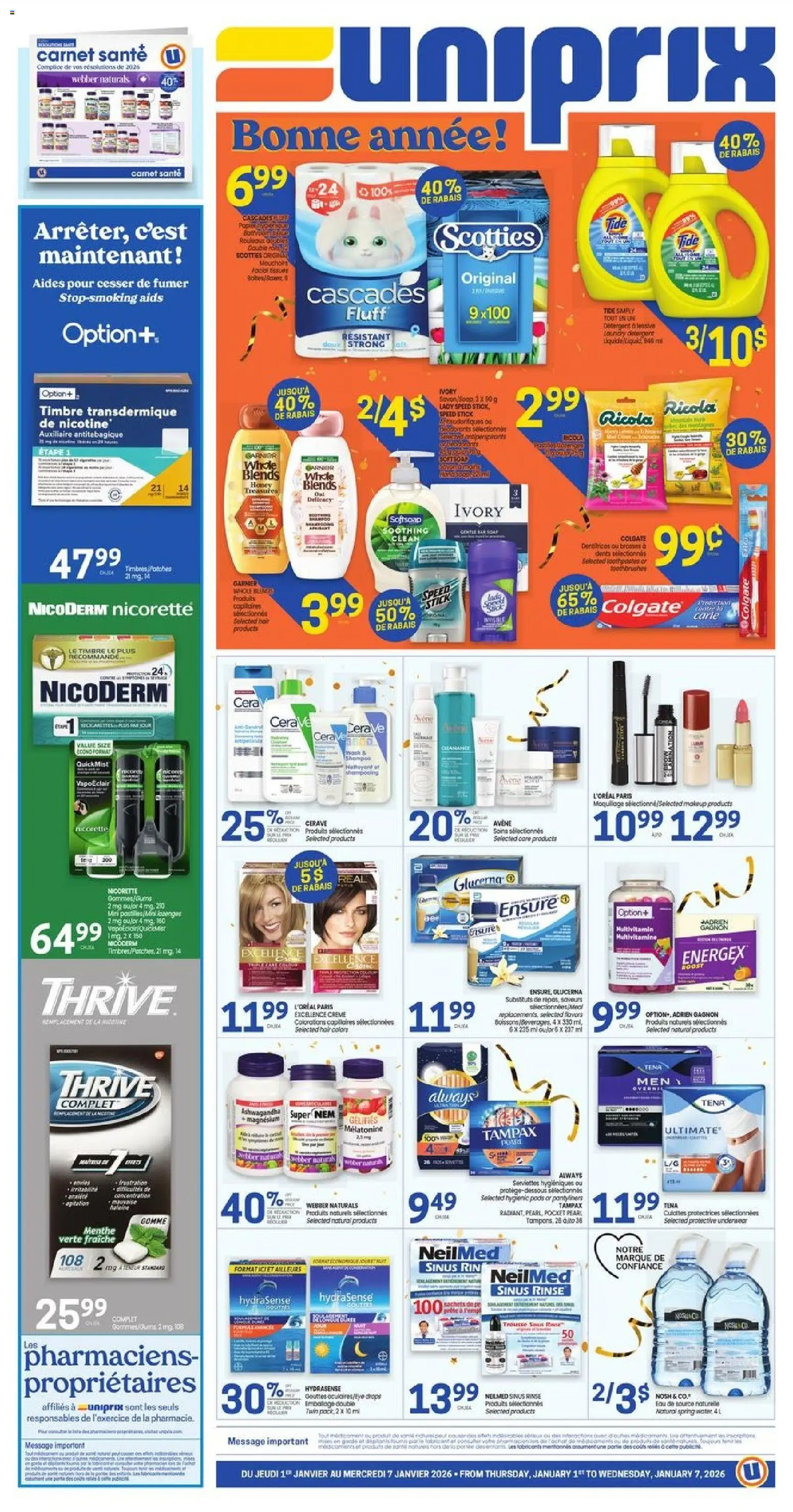 Uniprix flyer valid from 01.01.2026 | Page: 1 | Products: Detergent, Underwear