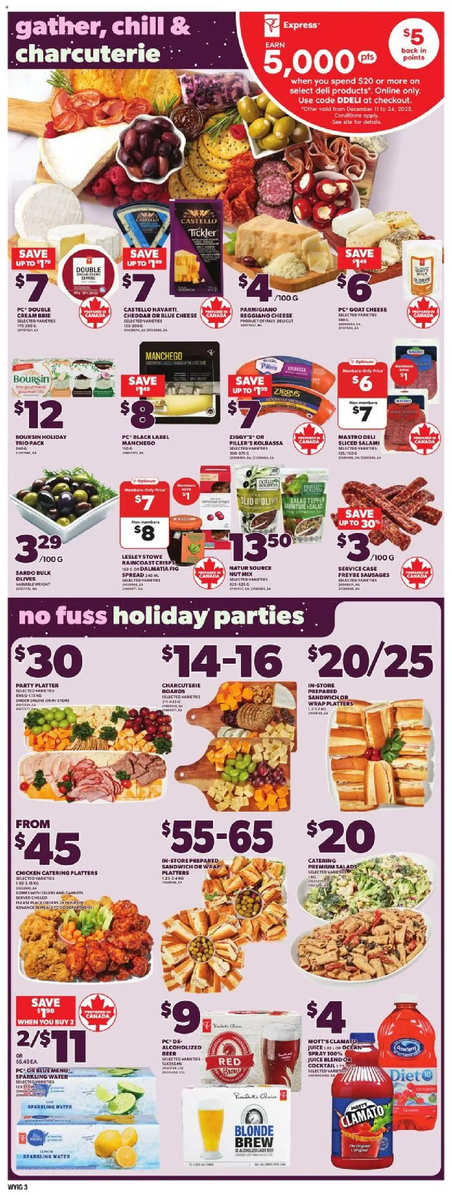 Loblaws flyer valid from 11.12.2025 | Page: 6 | Products: Salad, PC, Salami, Juice