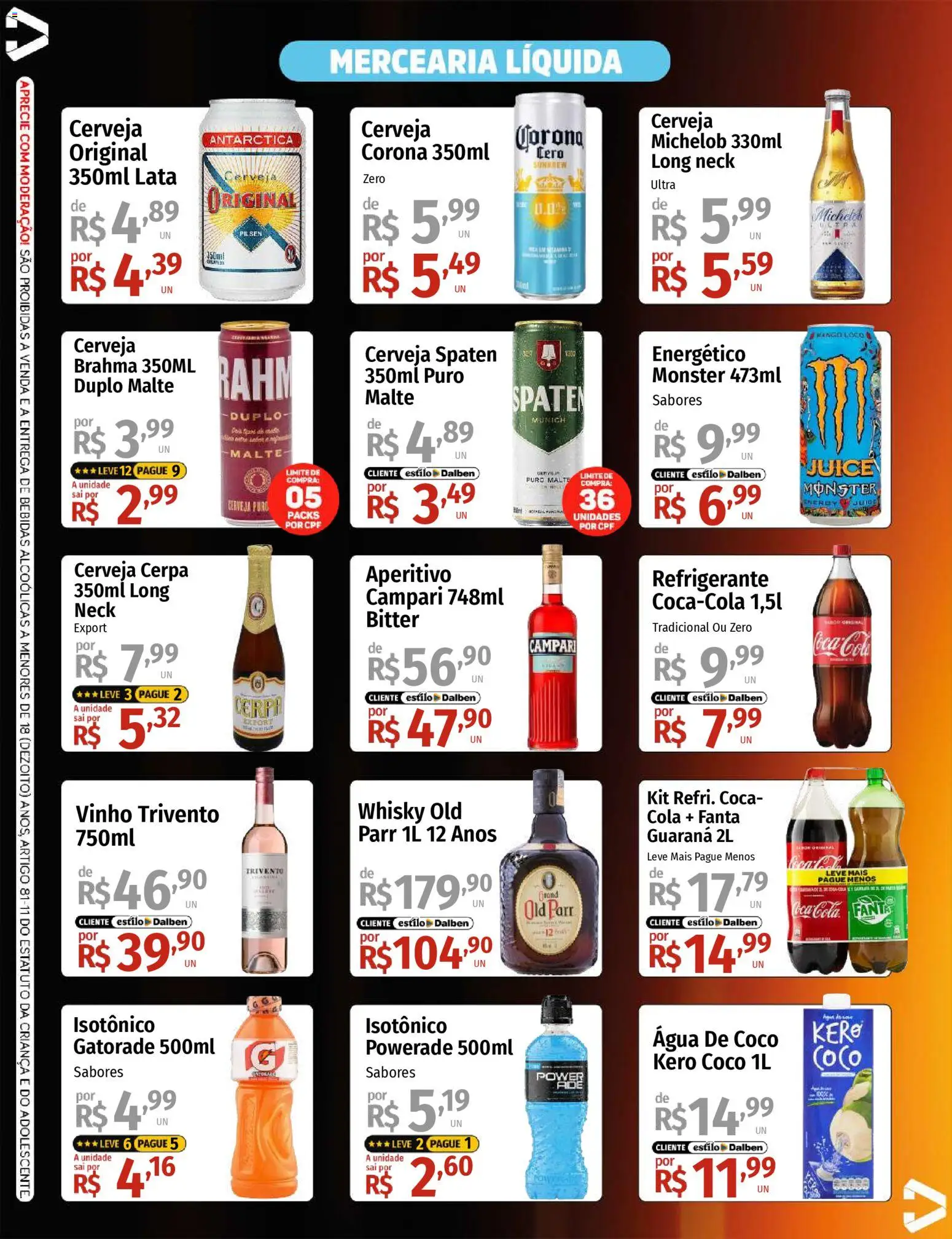 Supermercado Dalben Folheto - válido de 28.11.2025 | Página: 3 | Produtos: Energético, Vinho, Cerveja, Monster