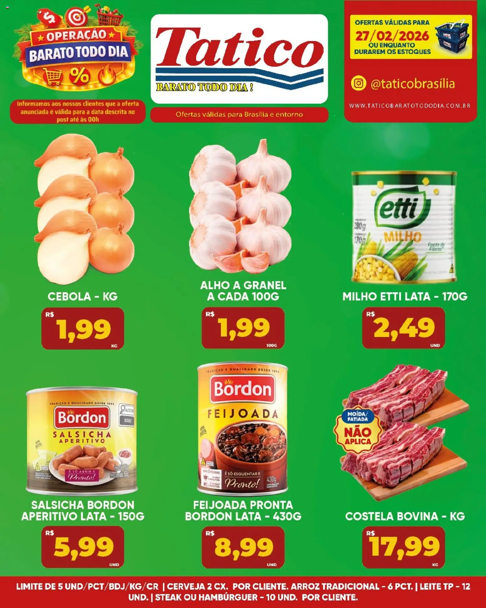 Tatico Folheto - válido de 27.02.2026 | Página: 12 | Produtos: Alho, Cebola, Salsicha, Leite
