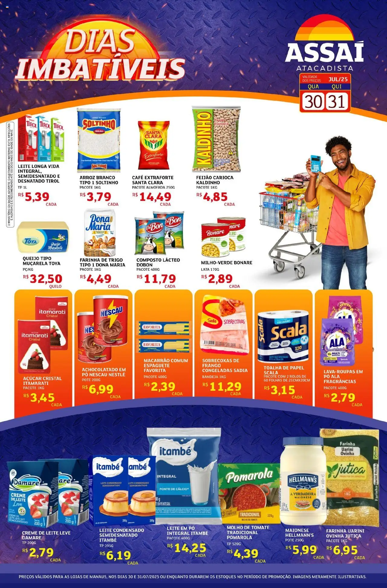 Assaí Atacadista Folheto - válido de 30.07.2025 | Página: 1 | Produtos: Tomates, Macarrão, Bandeja, Açúcar