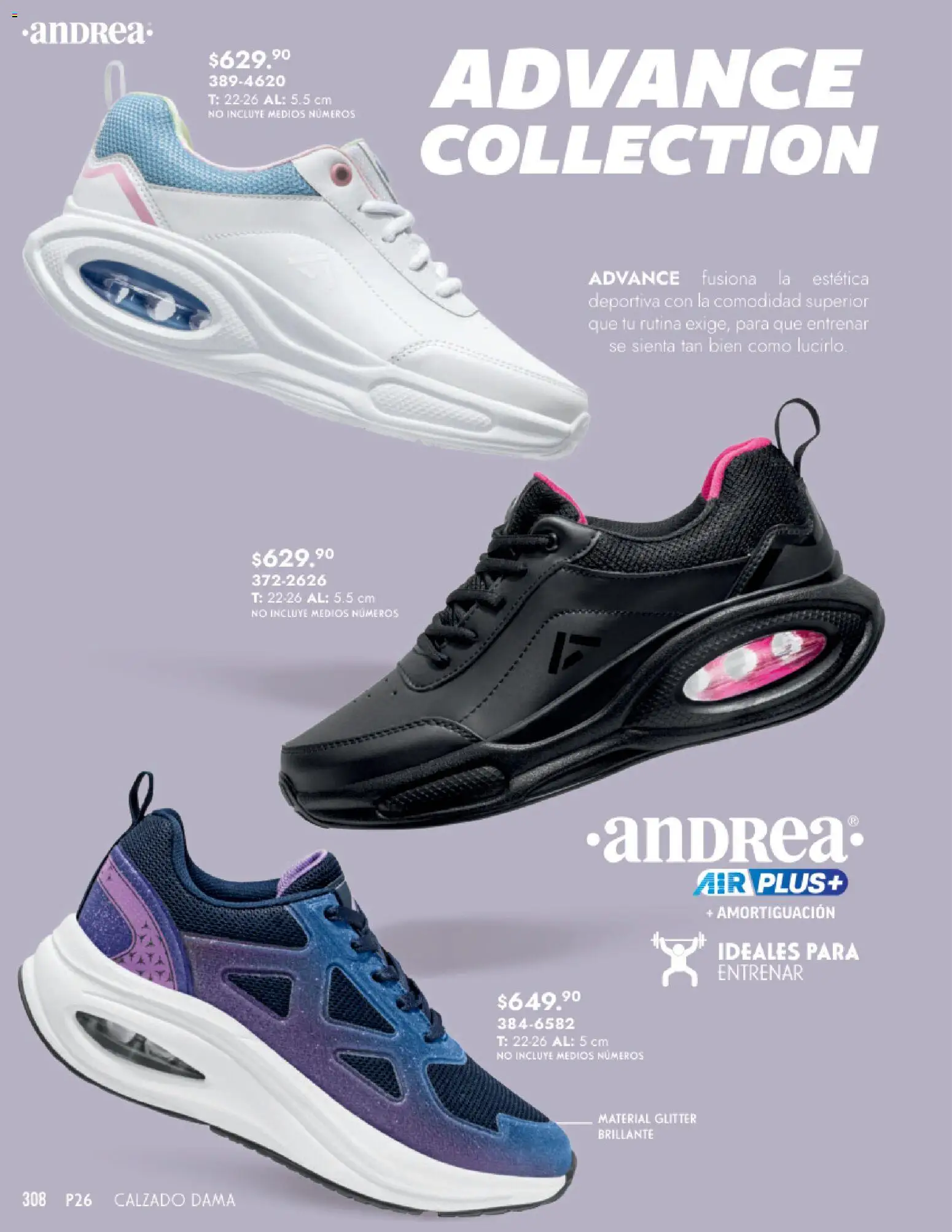 Nuevas ofertas de Andrea válidas en toda la República Mexicana desde el 25.01.2026. ¡Encuentra las mejores ofertas en Andrea catálogo Calzado Dama! | Página: 308 | Productos: Glitter