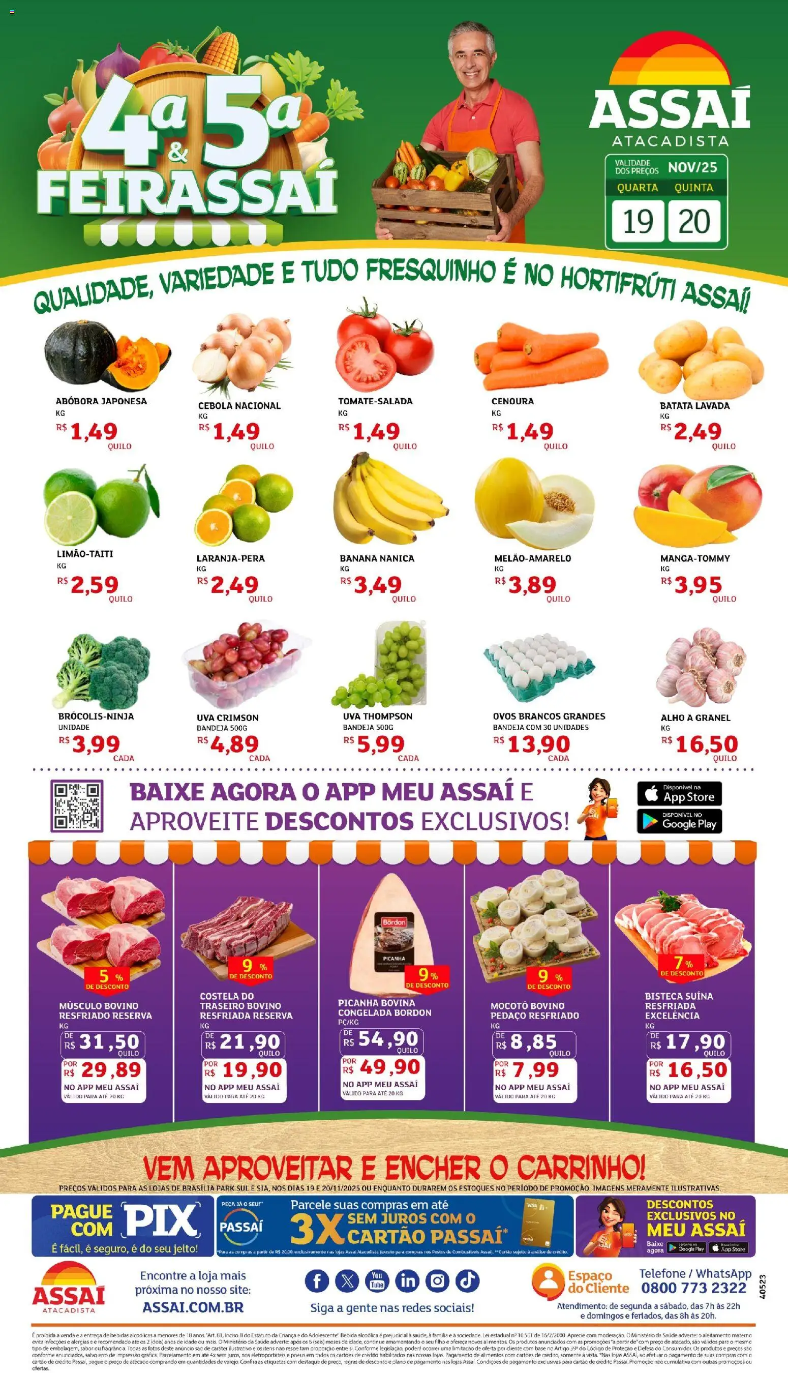 Assaí Atacadista Folheto - válido de 19.11.2025 | Página: 1 | Produtos: Abóbora, Pneus, Bebida, Telefone
