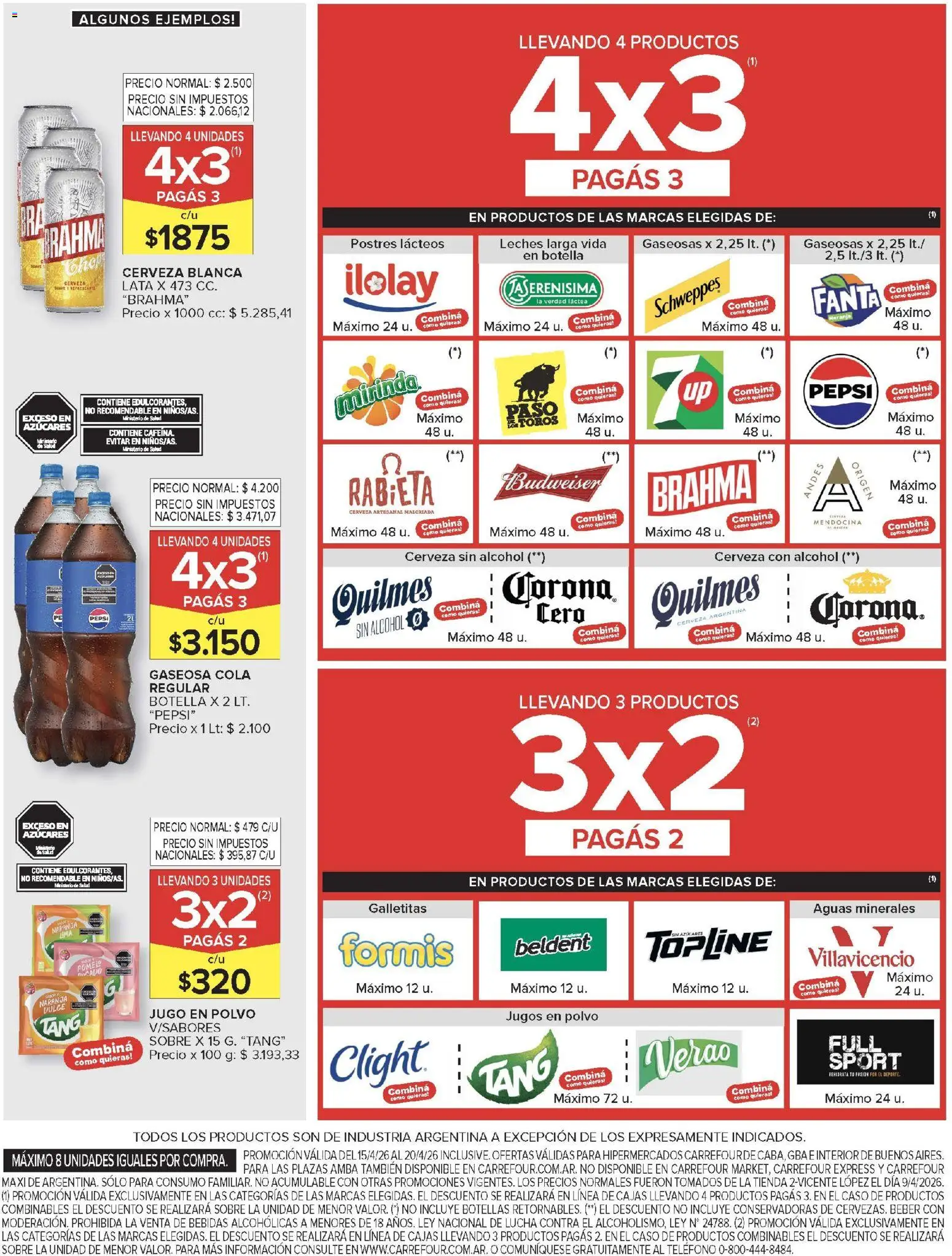 Carrefour ofertas │ válido desde el 15.04.2026 | Página: 4 | Productos: Caso, Sobre, Gaseosa, Cerveza
