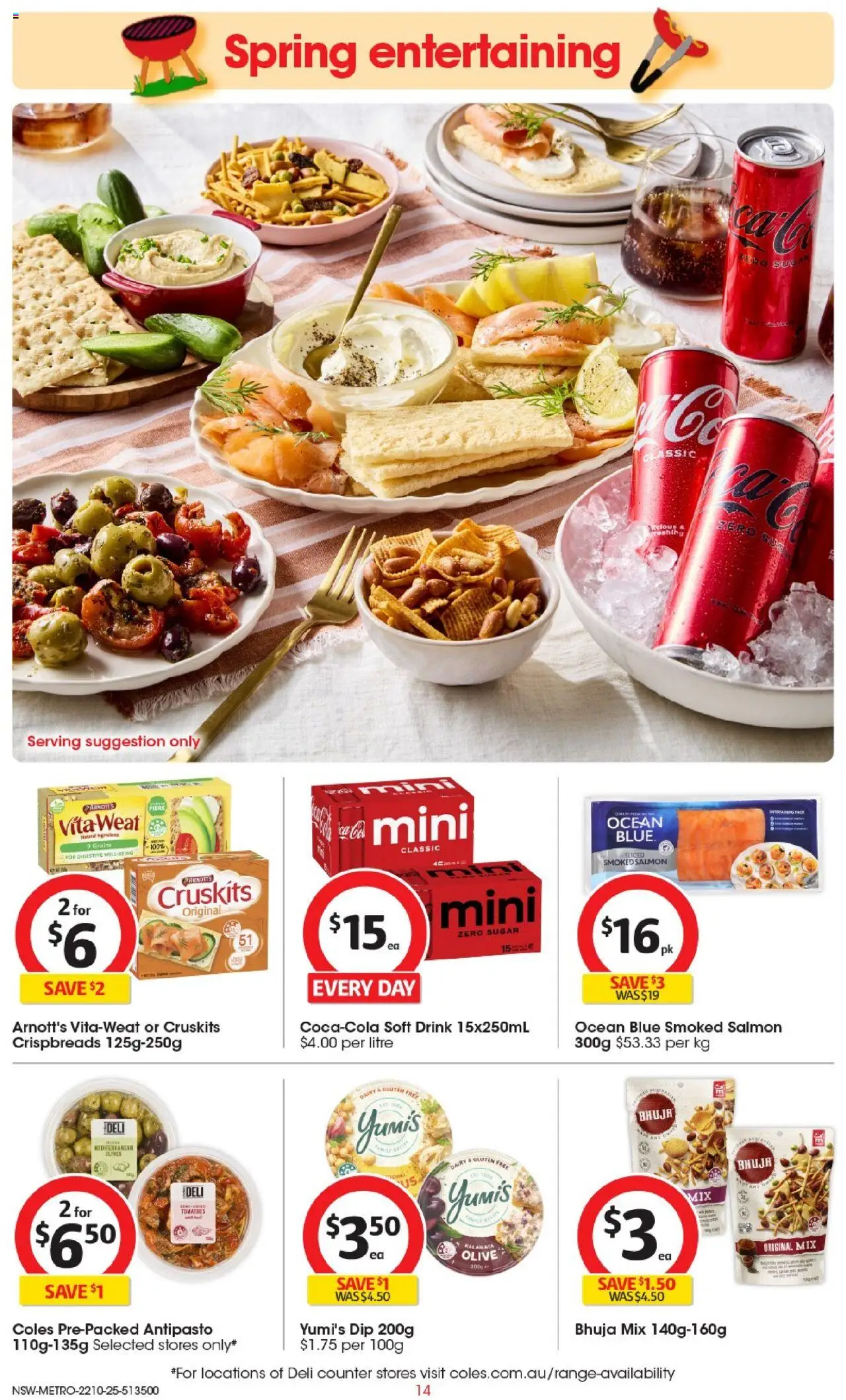 Coles catalogue - valid from 22.10.2025 | Page: 14 | Products: Dairy, Olives, Salmon, Sugar