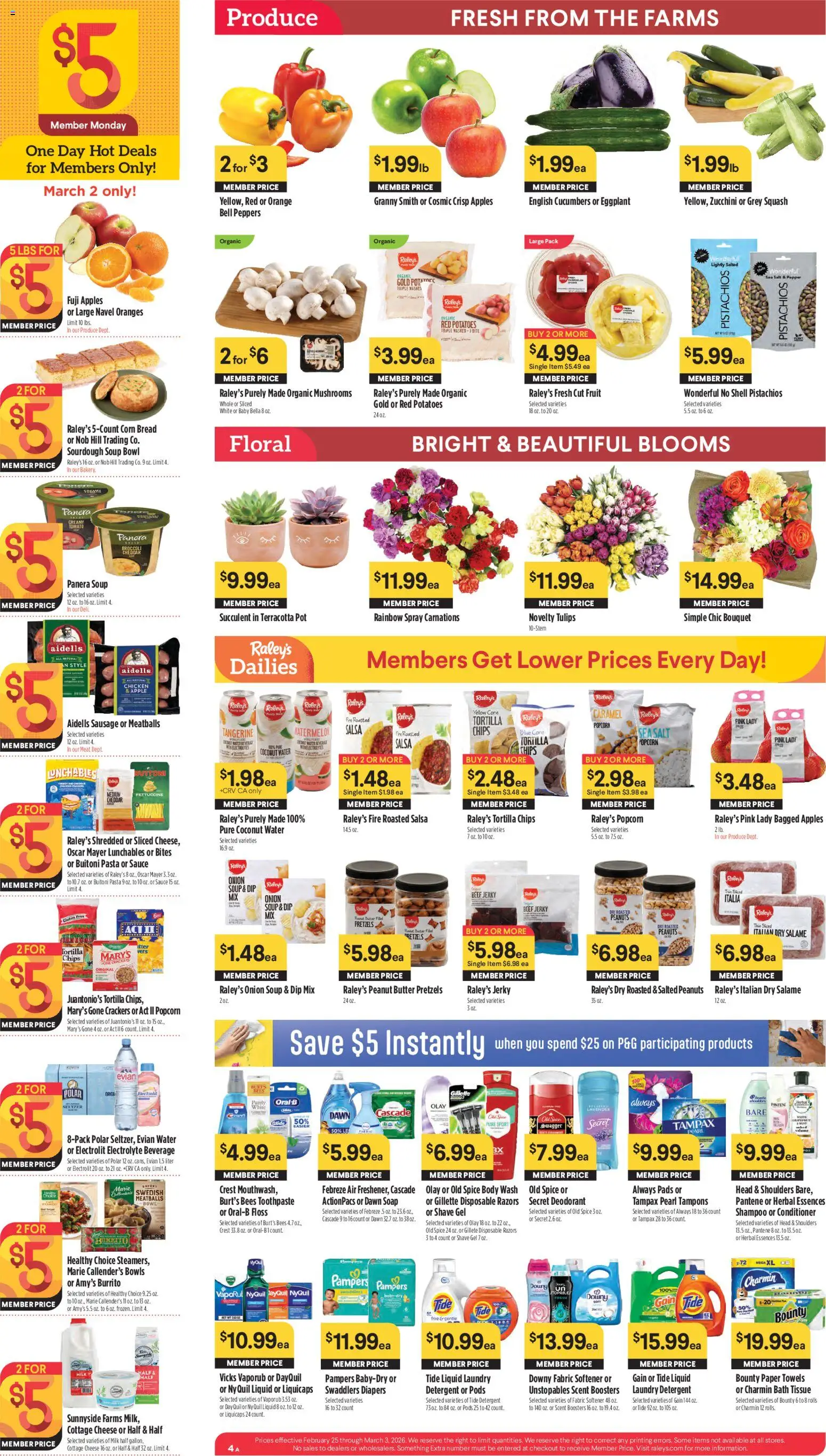 Raley's Weekly Ad - valid from 25.02.2026 | Page: 4 | Products: Deodorant, Toothpaste, Fabric softener, Salt