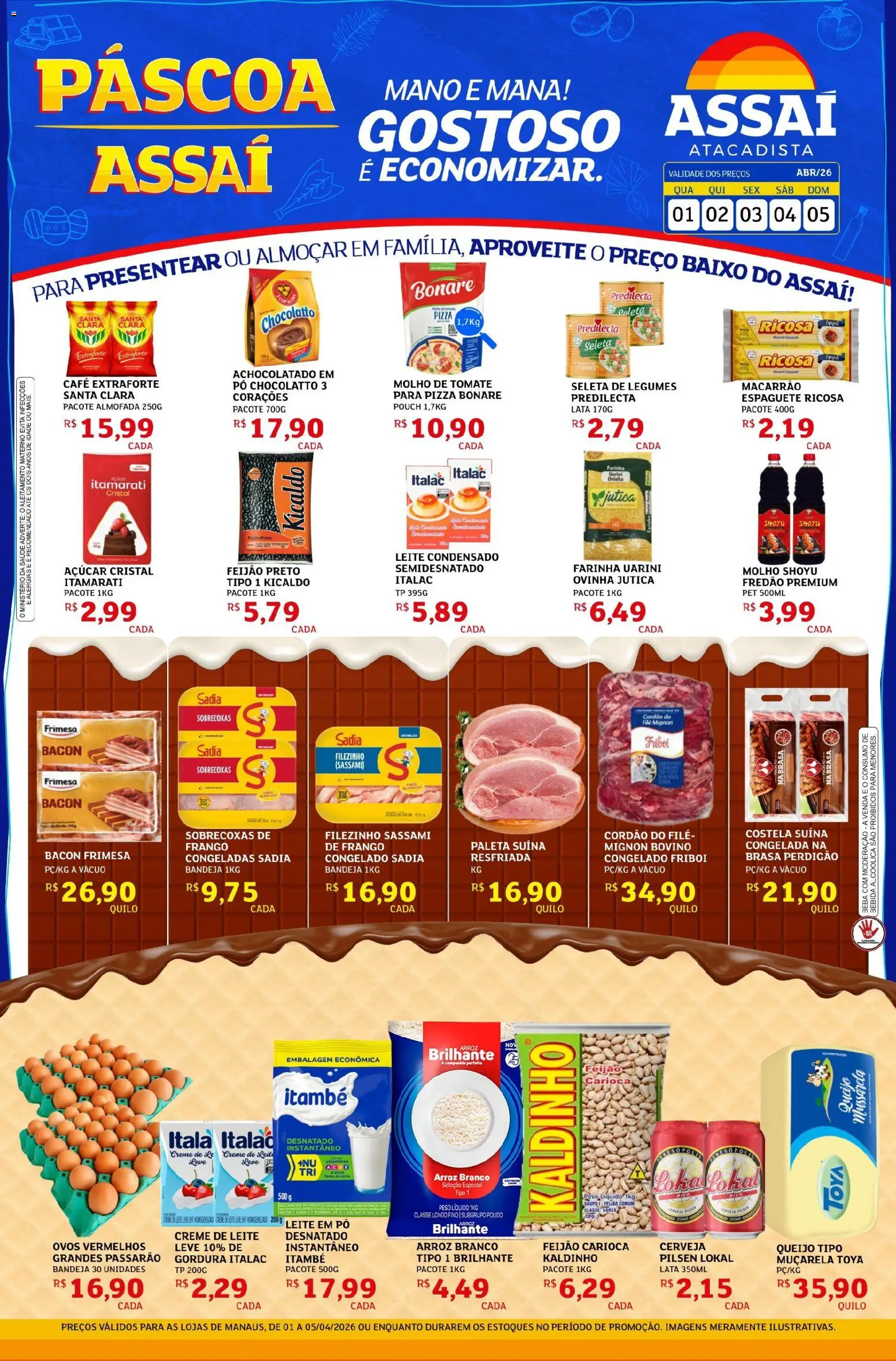 Assaí Atacadista Folheto - válido de 01.04.2026 | Página: 1 | Produtos: Ovos, Cerveja, Baixo, Bebida