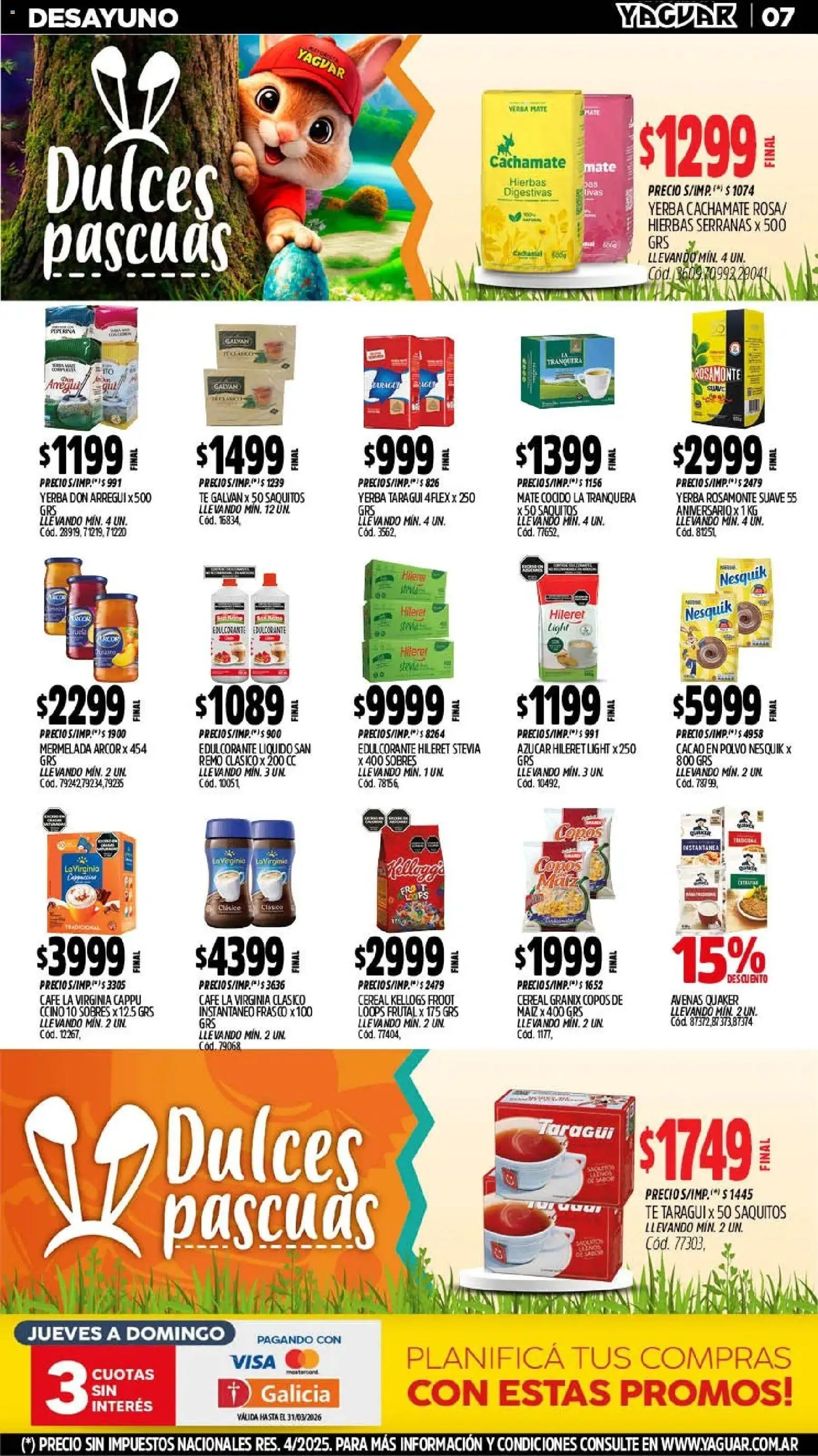 Yaguar - Oferta Semanal San Juan │ válido desde el 23.03.2026 | Página: 7 | Productos: Yerba, Café, Mermelada, Mate cocido