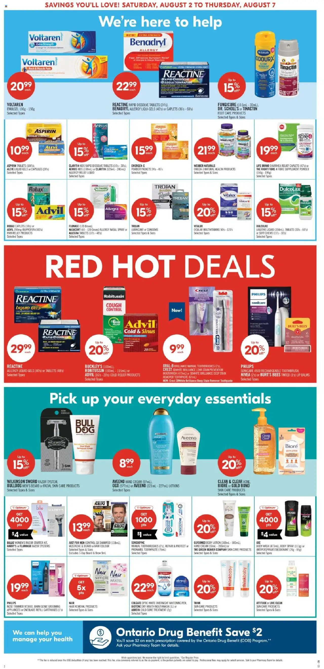 Shoppers flyer valid from 02.08.2025 | Page: 4 | Products: Powder, Body lotion, Deodorant, Oil