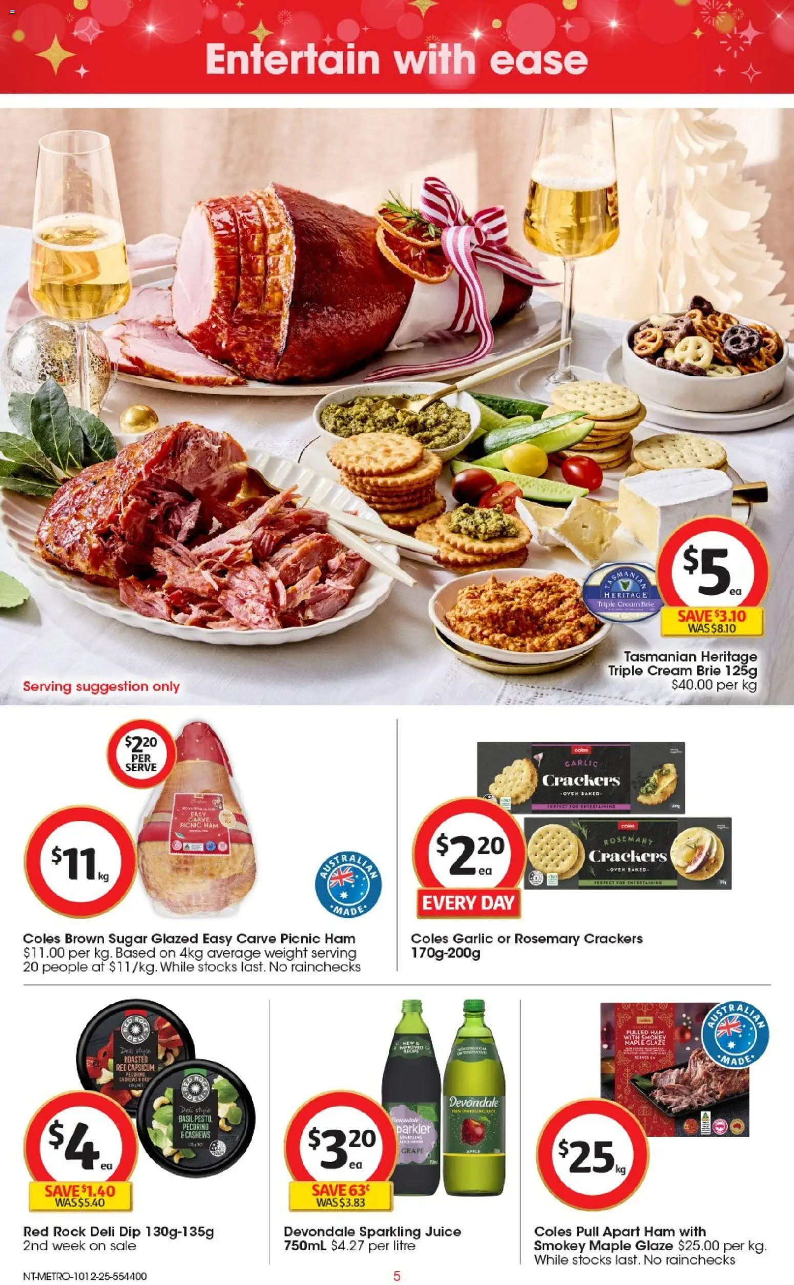 Coles catalogue - valid from 10.12.2025 | Page: 6 | Products: Crackers, Ham, Juice, Cream