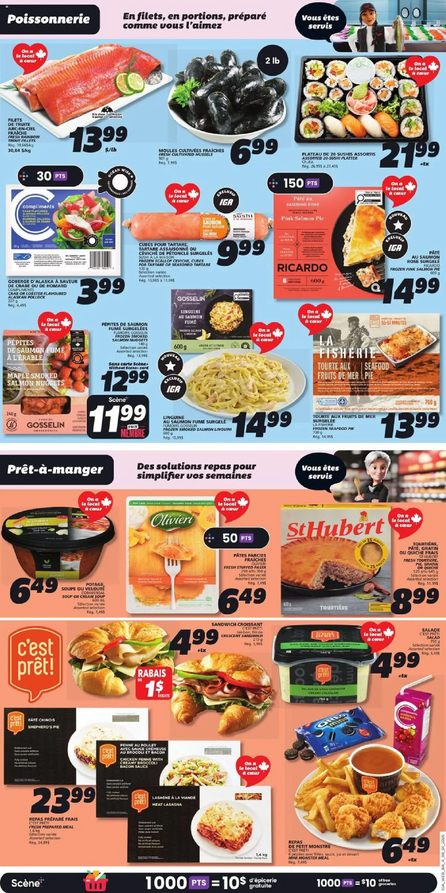 IGA flyer valid from 08.01.2026 | Page: 6 | Products: Pasta, Cream, Salad, Chicken