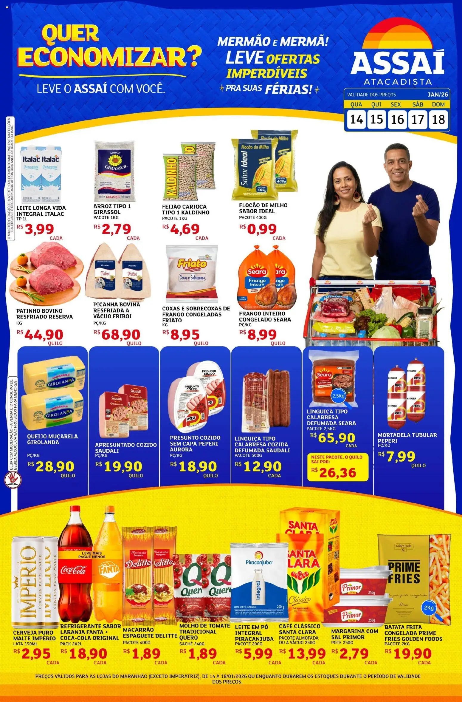 Assaí Atacadista Folheto - válido de 14.01.2026 | Página: 1 | Produtos: Bebida, Frango, Batata frita, Leite em pó