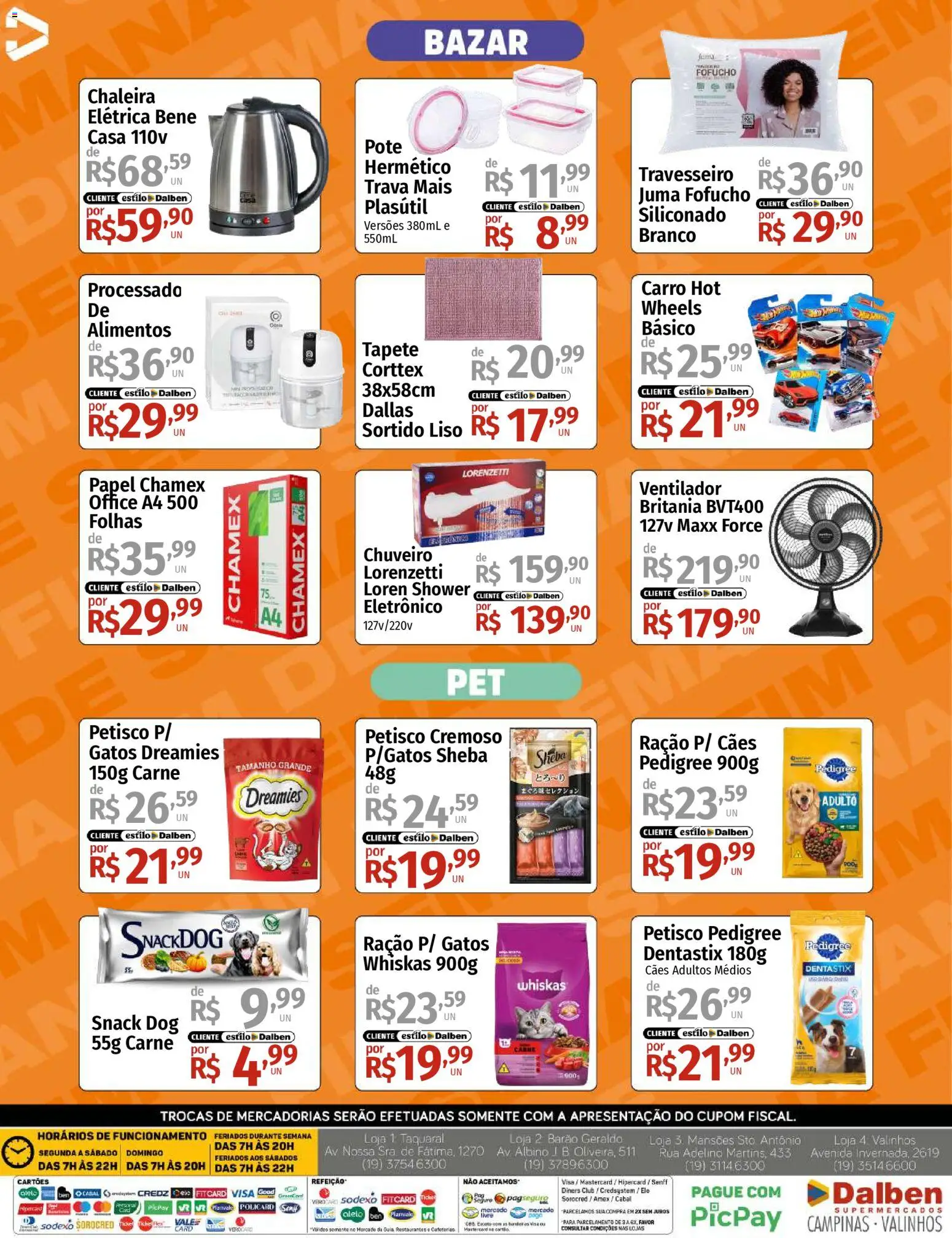 Supermercado Dalben Folheto - válido de 24.04.2026 | Página: 15 | Produtos: Ventilador, Travesseiro, Tapete, Chuveiro
