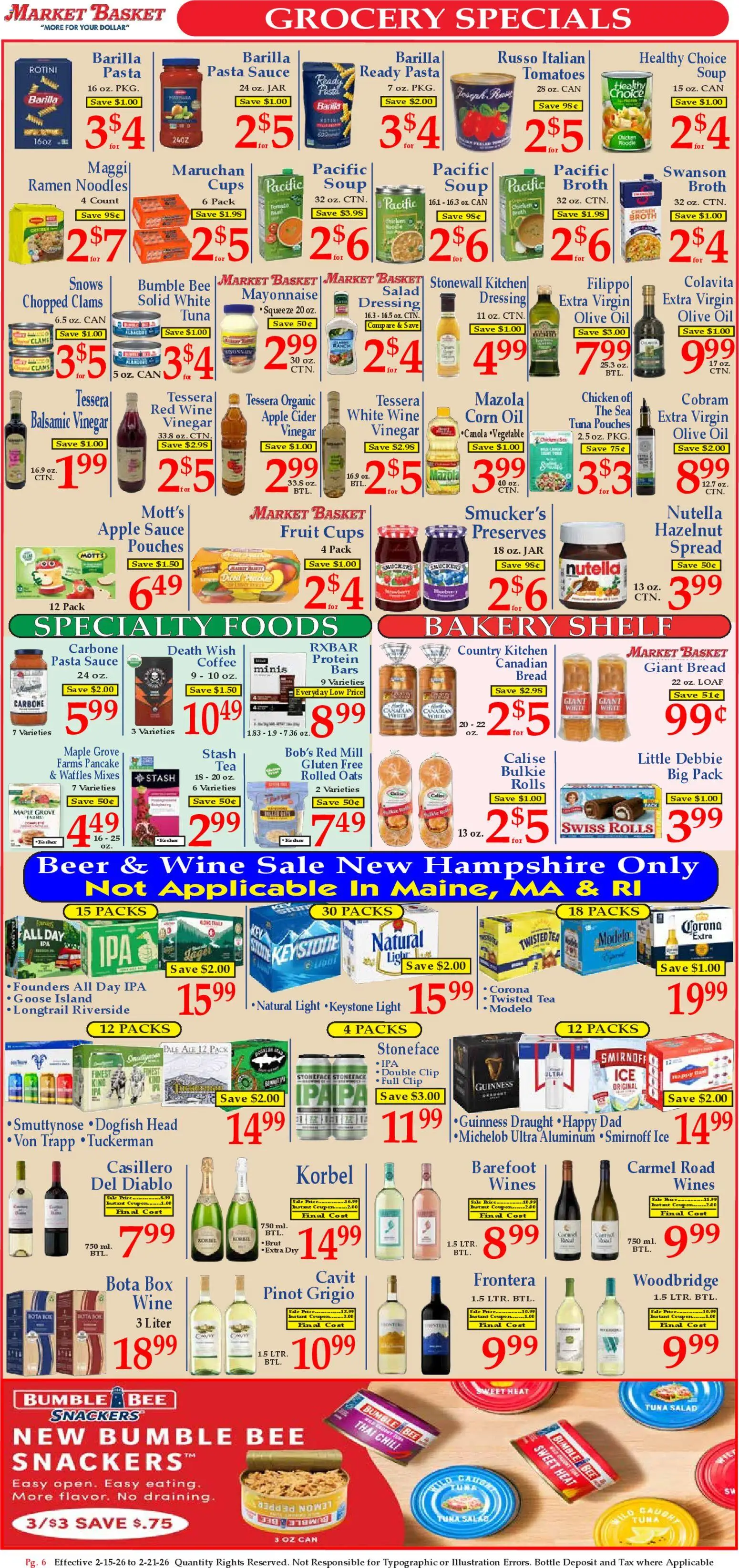 Market Basket Ad - valid from 15.02.2026 | Page: 6 | Products: Coffee, Beer, Pasta, Salad