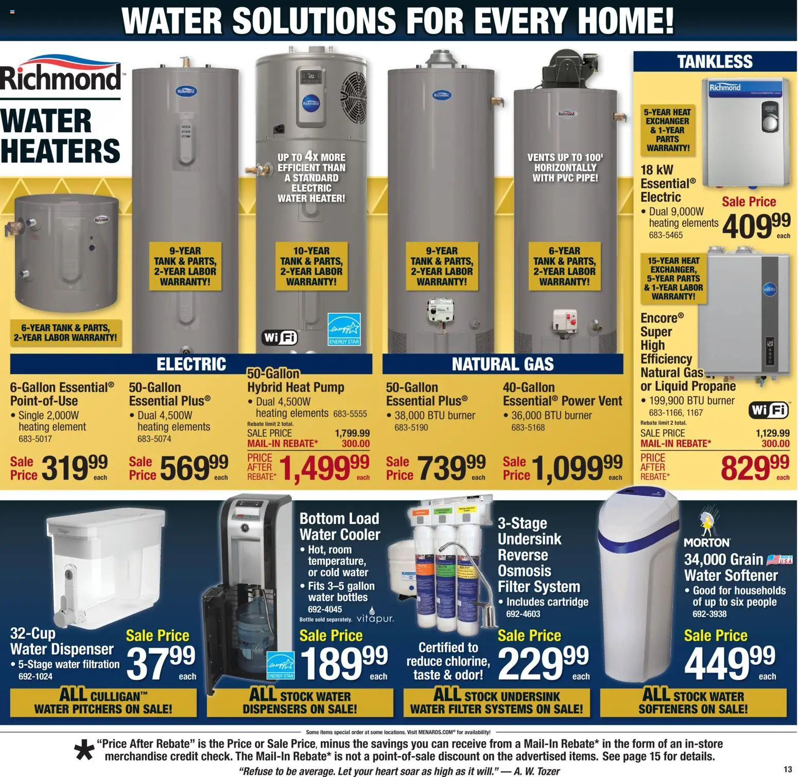 Menards - Weekly Ad - valid from 31.12.2025 | Page: 15 | Products: Pipe, Water Filter, Water, Water Heater