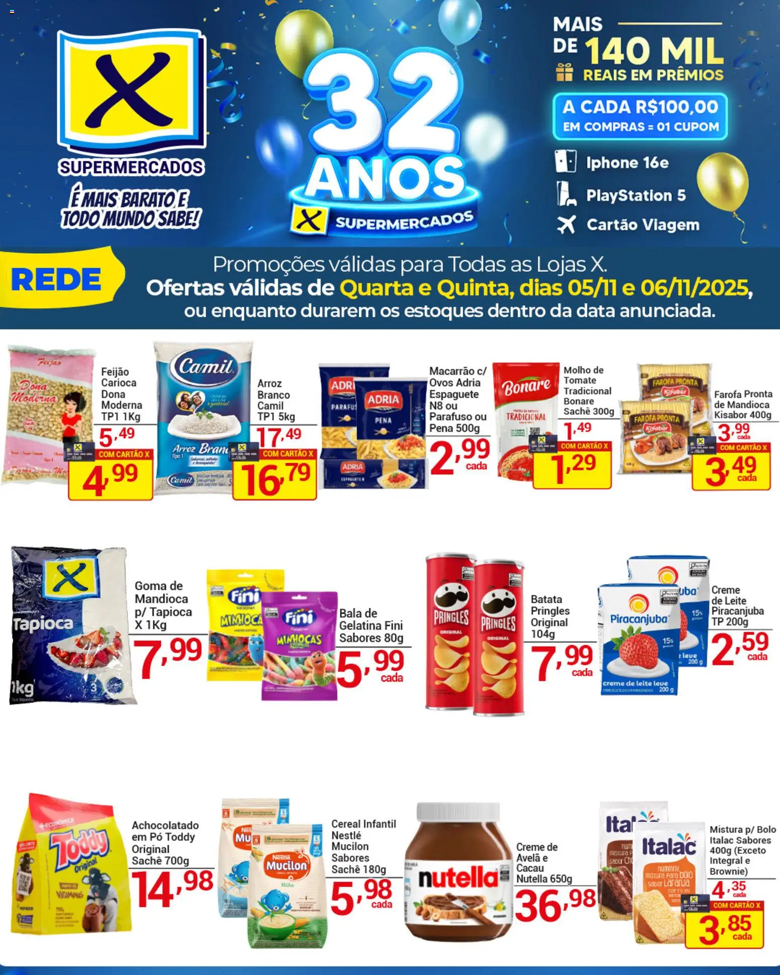 X Supermercados Folheto - válido de 05.11.2025 | Página: 2 | Produtos: Espaguete, Iphone, Leite, Ovos