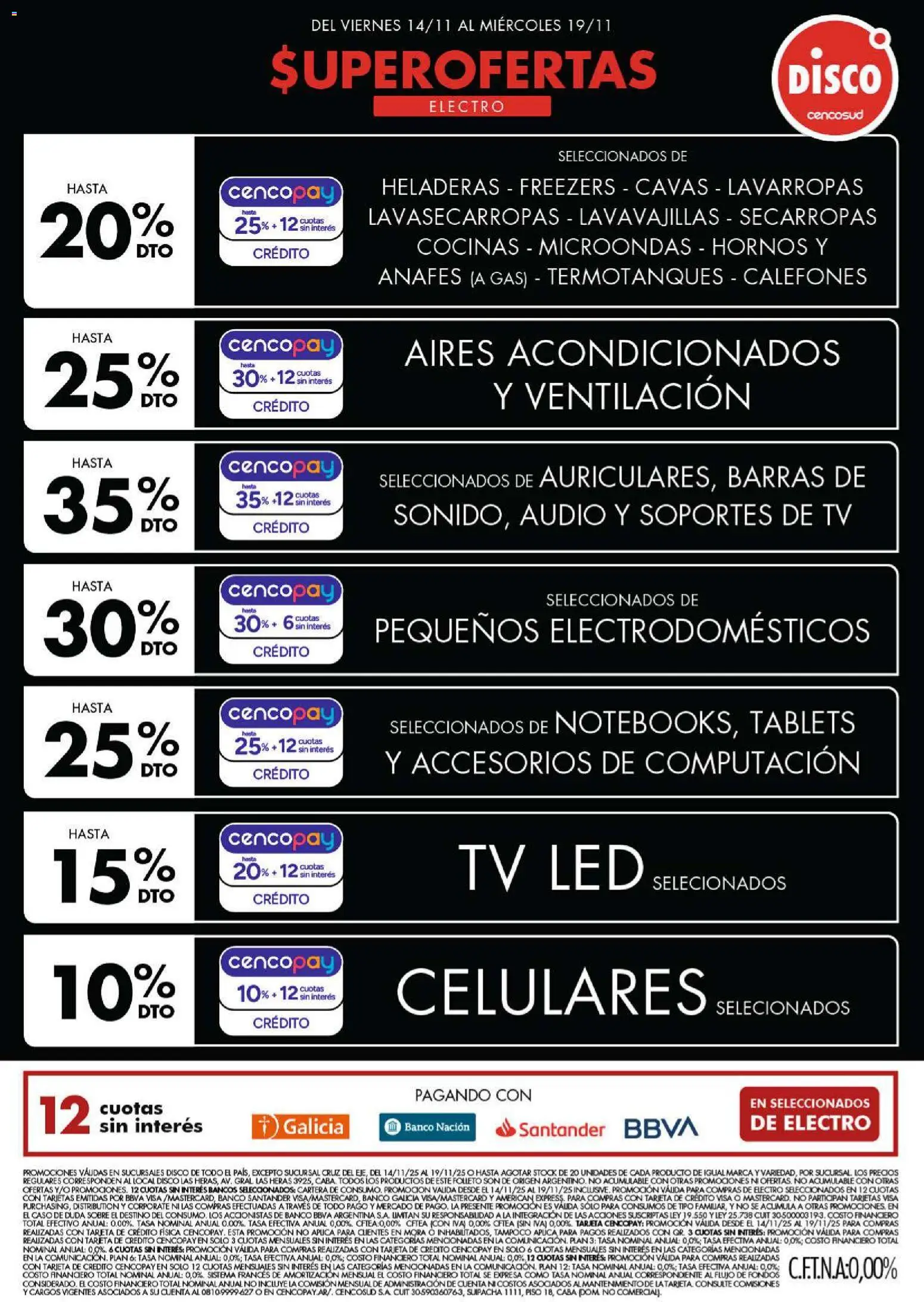 Disco - Ofertas | Electro, T. Libre y más │ válido desde el 13.11.2025 | Página: 1 | Productos: Audio, Cartera, Banco, Sobre