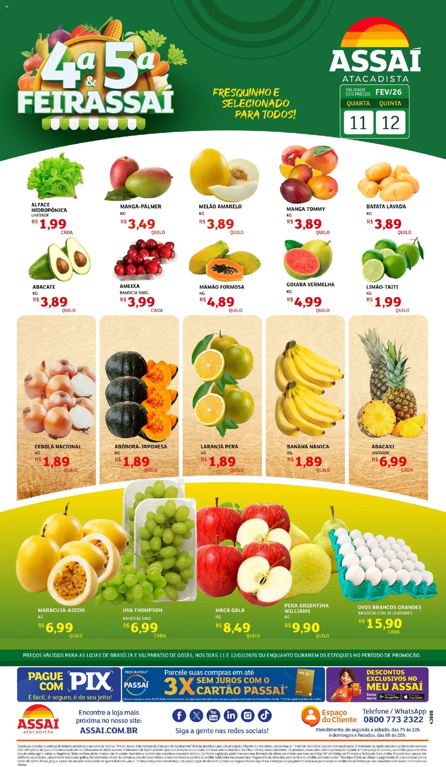 Assaí Atacadista Folheto - válido de 12.02.2026 | Página: 1 | Produtos: Ovos, Pneus, Mamão, Alface