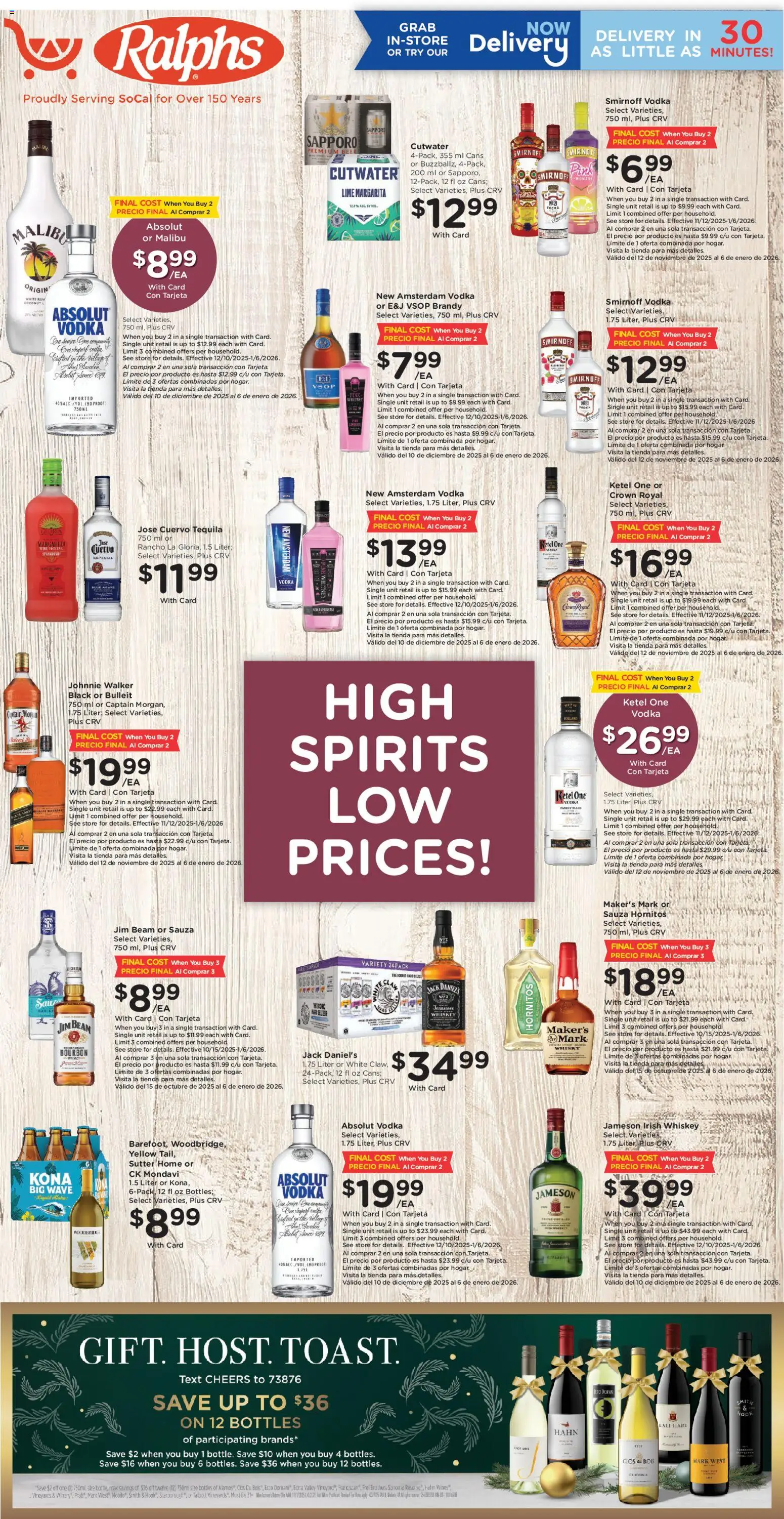 Ralphs Adult Beverage - valid from 26.12.2025 | Page: 1 | Products: Bourbon, Vodka, Whiskey, Lime