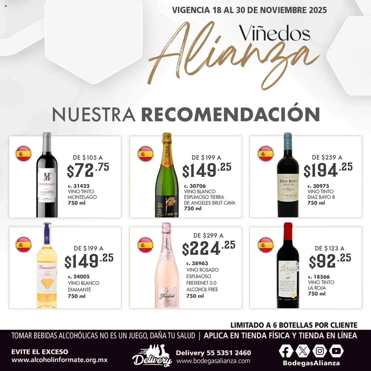 Nuevas ofertas de Bodegas Alianza válidas en toda la República Mexicana desde el 18.11.2025. ¡Encuentra las mejores ofertas en Bodegas Alianza Viñedos! | Página: 3 | Productos: Cava, Vino
