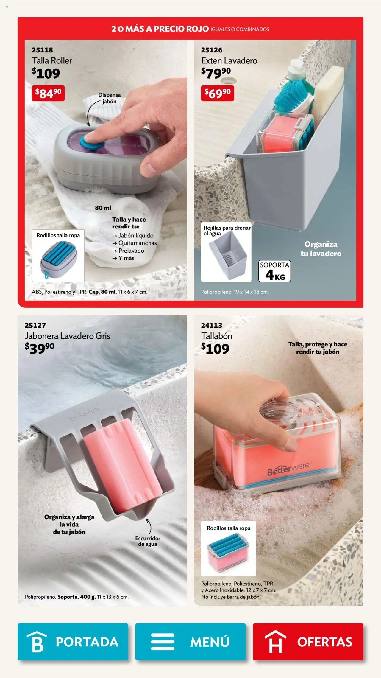 Nuevas ofertas de Betterware válidas en toda la República Mexicana desde el 29.09.2025. ¡Encuentra las mejores ofertas en Betterware - Campaña 10 2025! | Página: 93 | Productos: Quitamanchas, Agua, Barra, Jabón