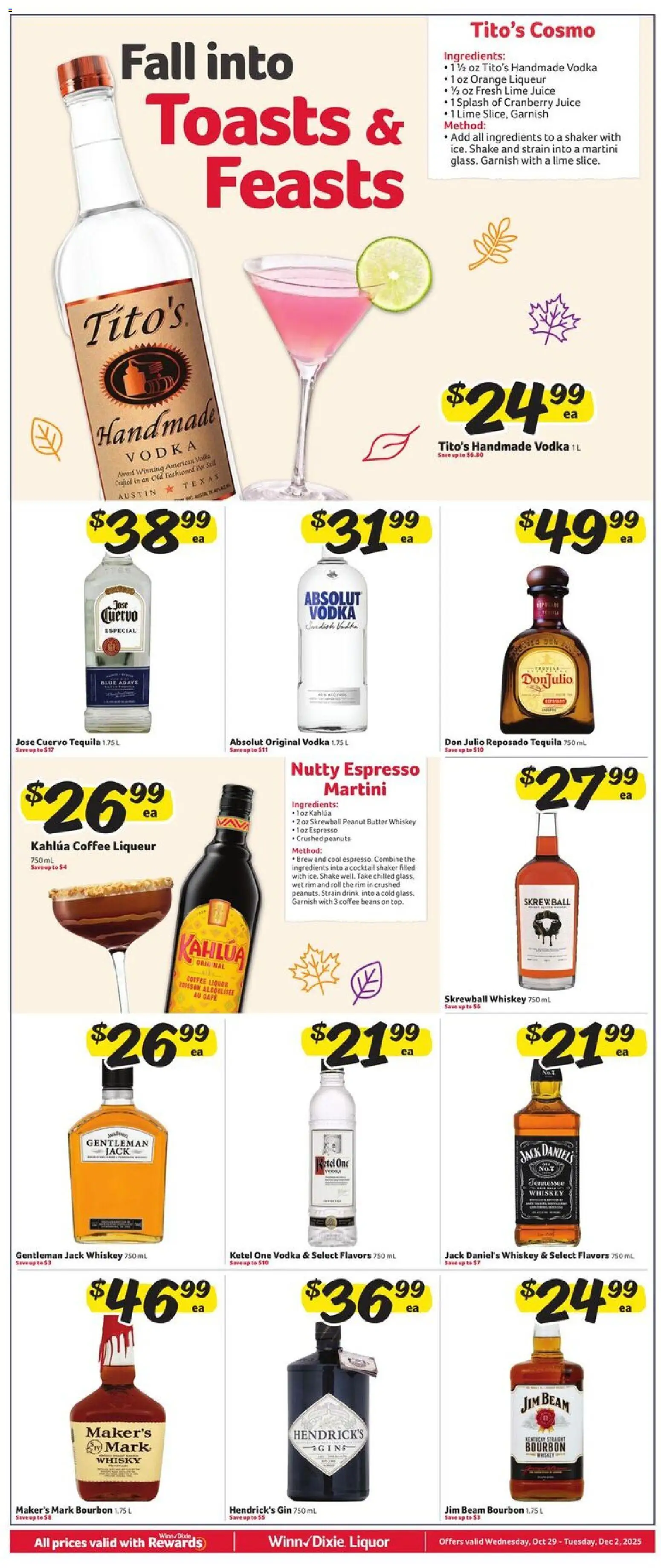 Winn Dixie Weekly Ad - valid from 29.10.2025 | Page: 6 | Products: Coffee, Juice, Gin, Whiskey