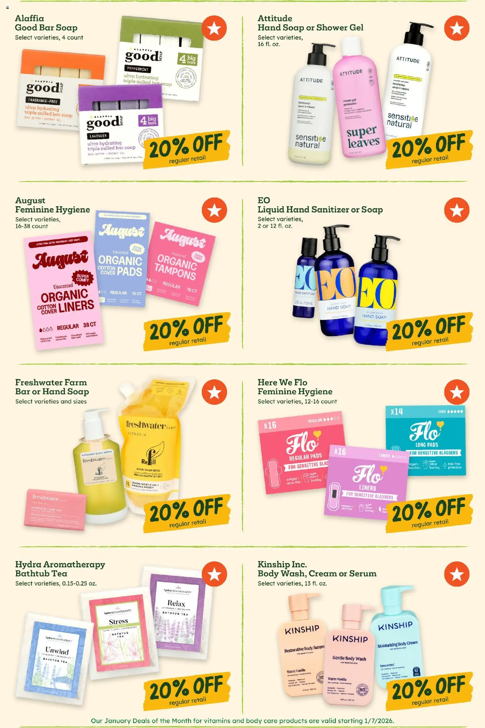Sprouts Monthly Ad - valid from 31.12.2025 | Page: 36 | Products: Shower, Tea, Bathtub, Tampons