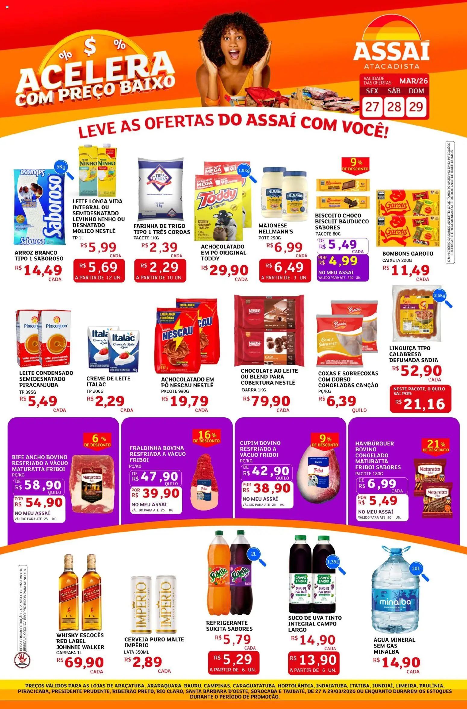 Assaí Atacadista Folheto - válido de 27.03.2026 | Página: 1 | Produtos: Pó, Farinha de trigo, Suco, Baixo