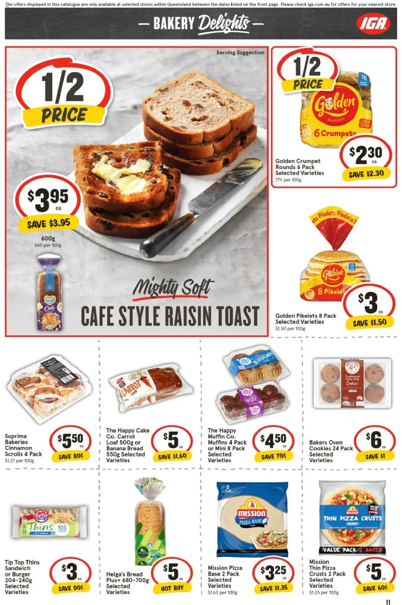 IGA catalogue - valid from 18.06.2025 | Page: 11 | Products: Crumpets, Bread, Muffins, Oven