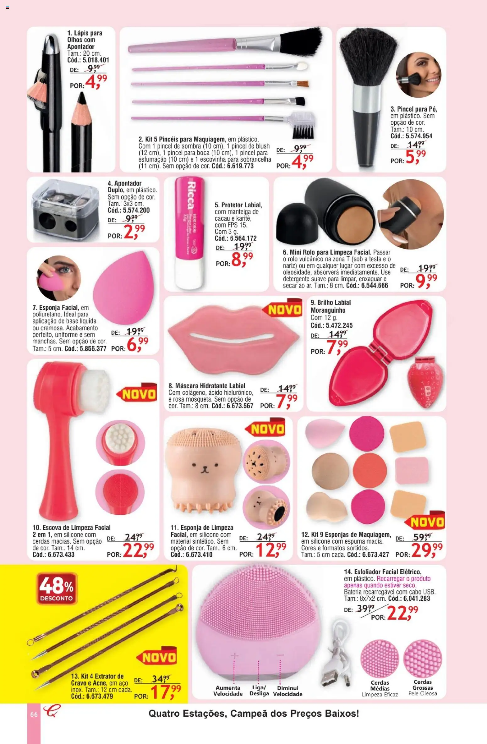 Quatro Estações Folheto - válido de 01.02.2026 | Página: 62 | Produtos: Escova de limpeza, Blush, Manteiga, Base