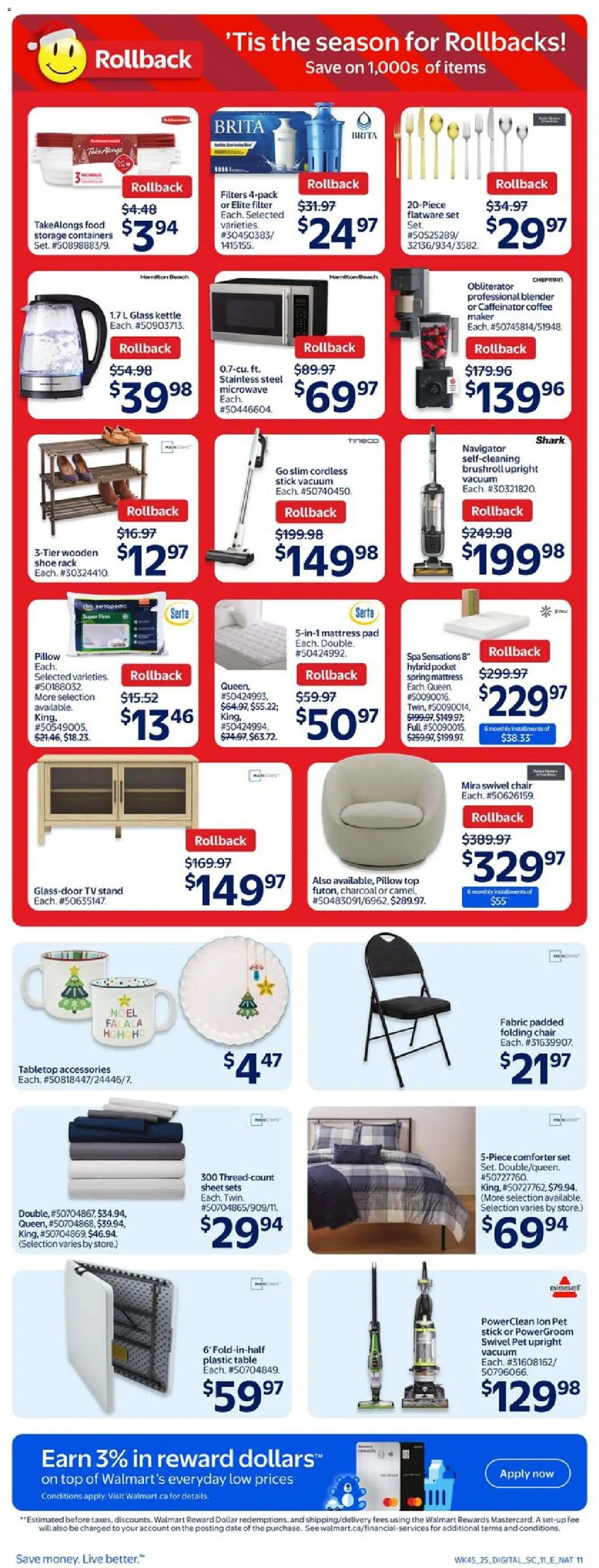 Walmart flyer valid from 04.12.2025 | Page: 14 | Products: Mattress, Table, Chair, Coffee