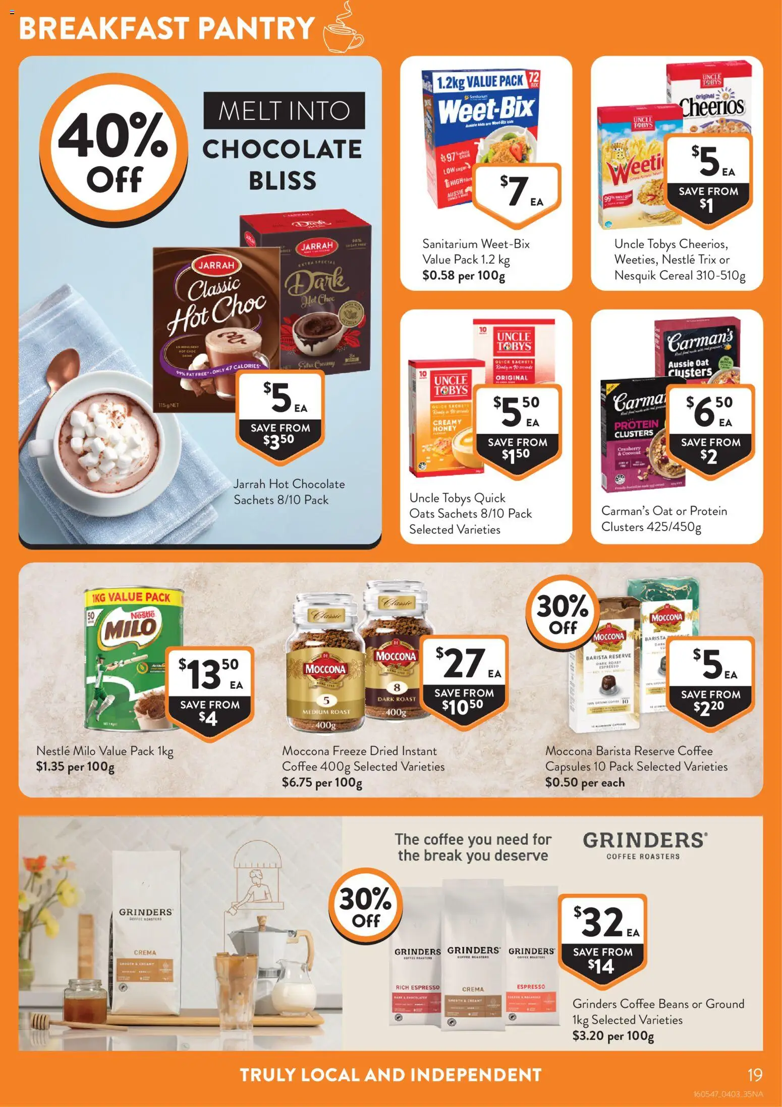 Foodworks catalogue - valid from 04.03.2026 | Page: 19 | Products: Chocolate, Cereal, Sugar, Moccona