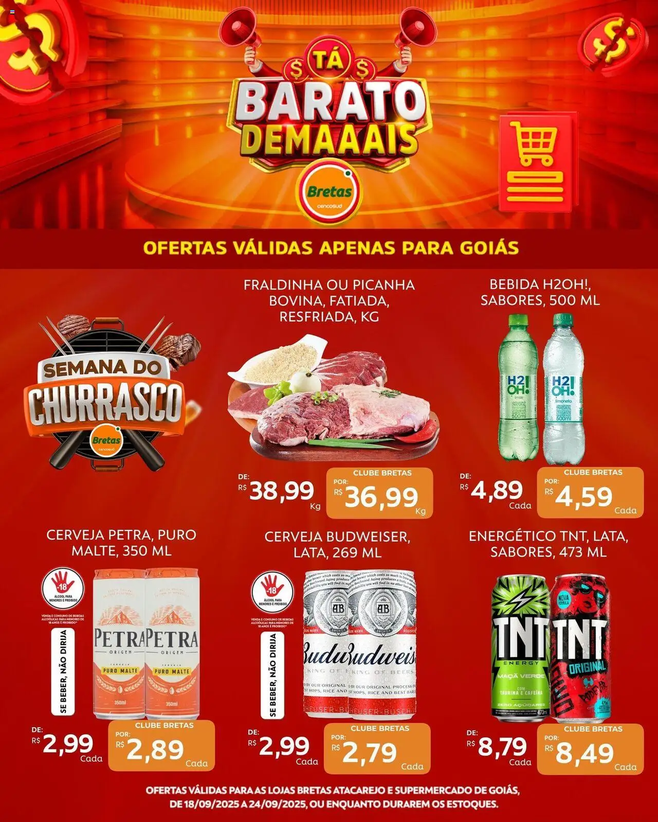 Bretas Folheto - válido de 18.09.2025 | Página: 8 | Produtos: Energético, Picanha, Cerveja, Bebida