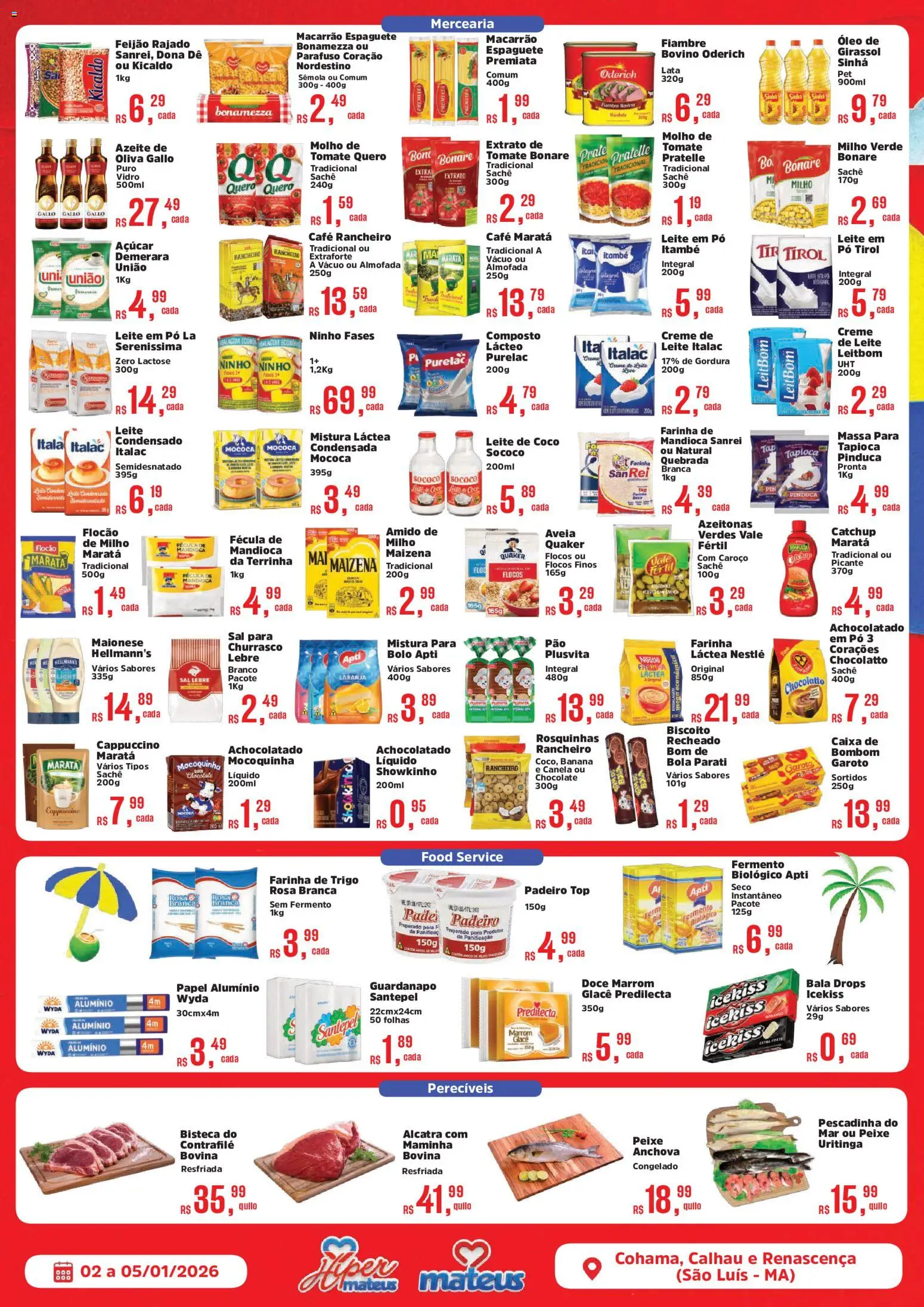 Mateus Folheto - válido de 02.01.2026 | Página: 2 | Produtos: Achocolatado, Almofada, Anchova, Peixe