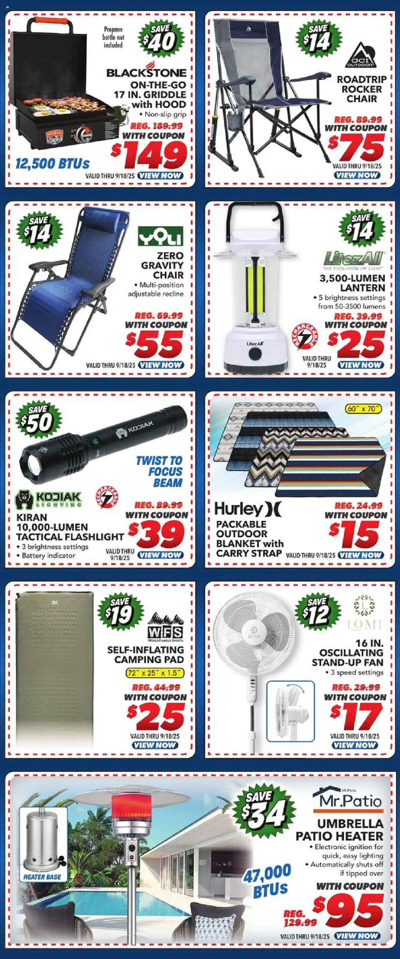 Big 5 Sporting Goods Weekly Ad - valid from 12.09.2025 | Page: 4 | Products: Blanket, Chair, Umbrella, Fan