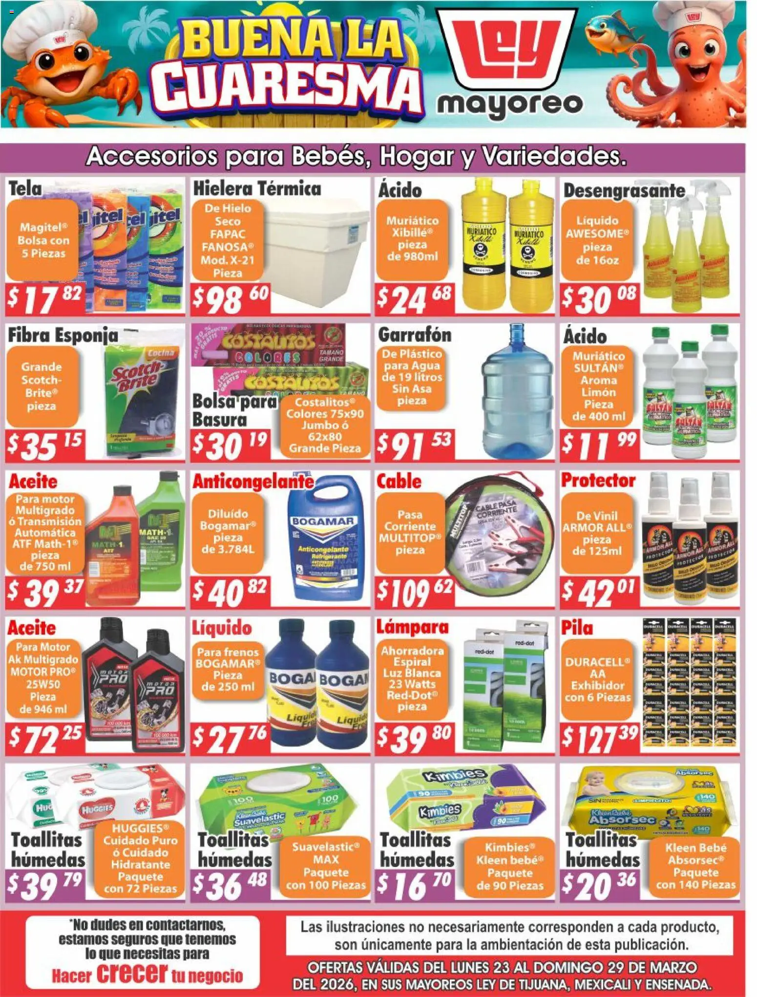 Nuevas ofertas de Casa Ley válidas en toda la República Mexicana desde el 23.03.2026. ¡Encuentra las mejores ofertas en Casa Ley folleto Frontera! | Página: 1 | Productos: Esponja, Toallitas húmedas, Desengrasante, Cocina