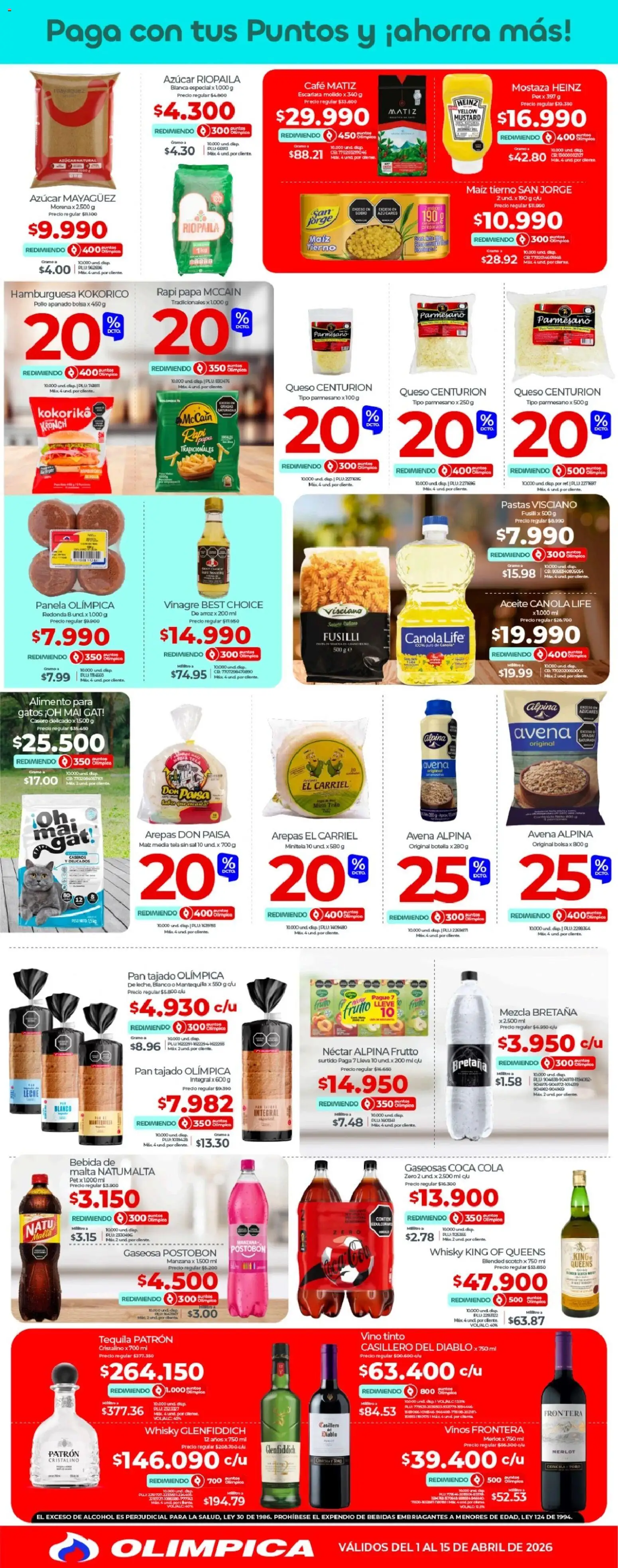 Olímpica revista - valida desde el 01.04.2026 | Página: 2 | Productos: Gaseosa, Avena, Leche, Aceite
